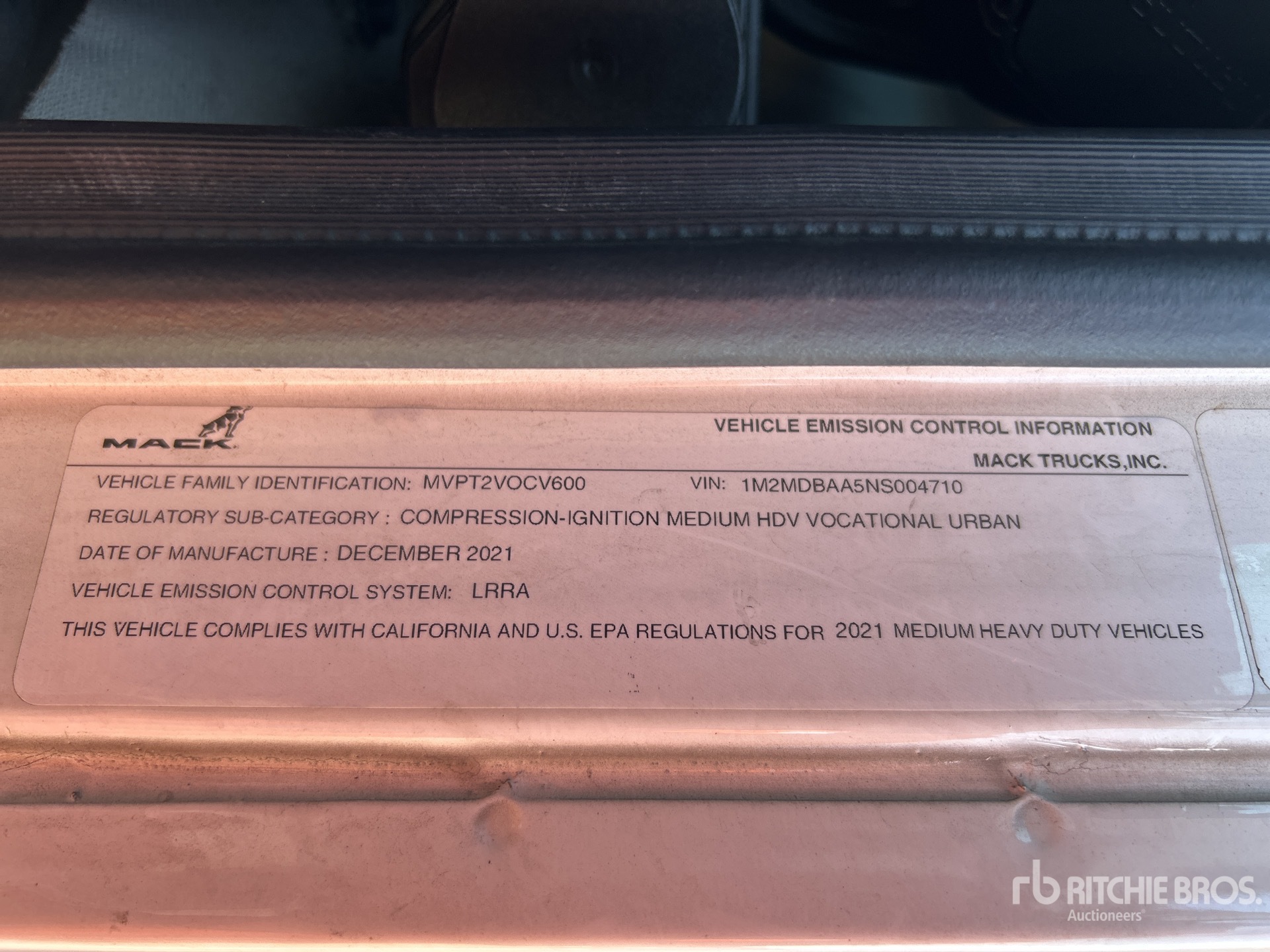 General Appearance with Serial Number / VIN