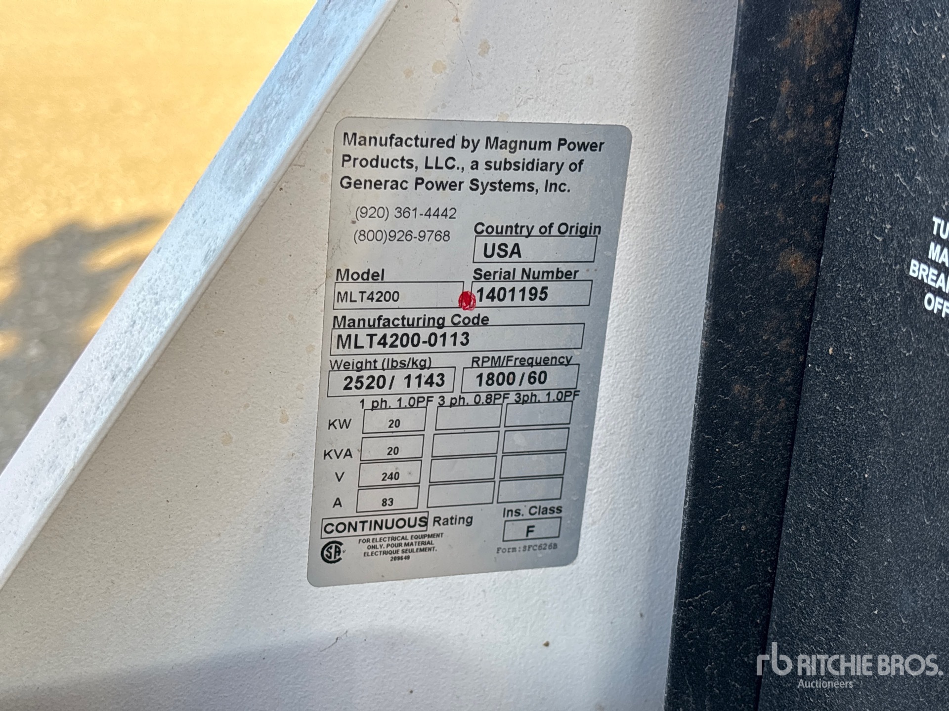 General Appearance with Serial Number / VIN