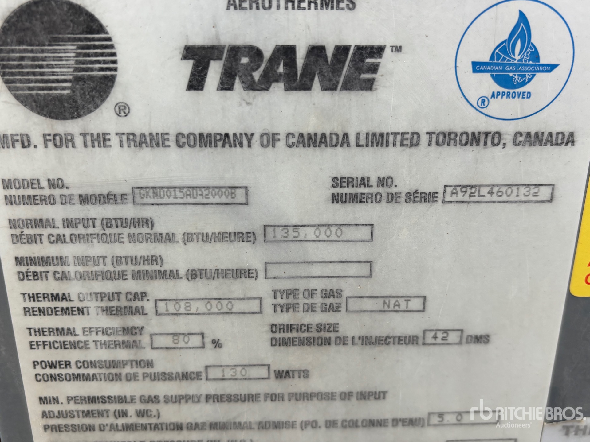 General Appearance with Serial Number / VIN