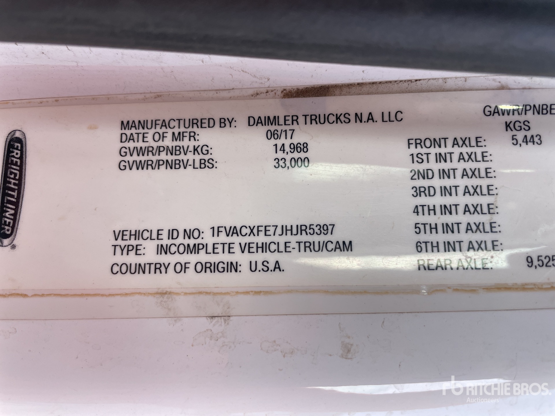 General Appearance with Serial Number / VIN