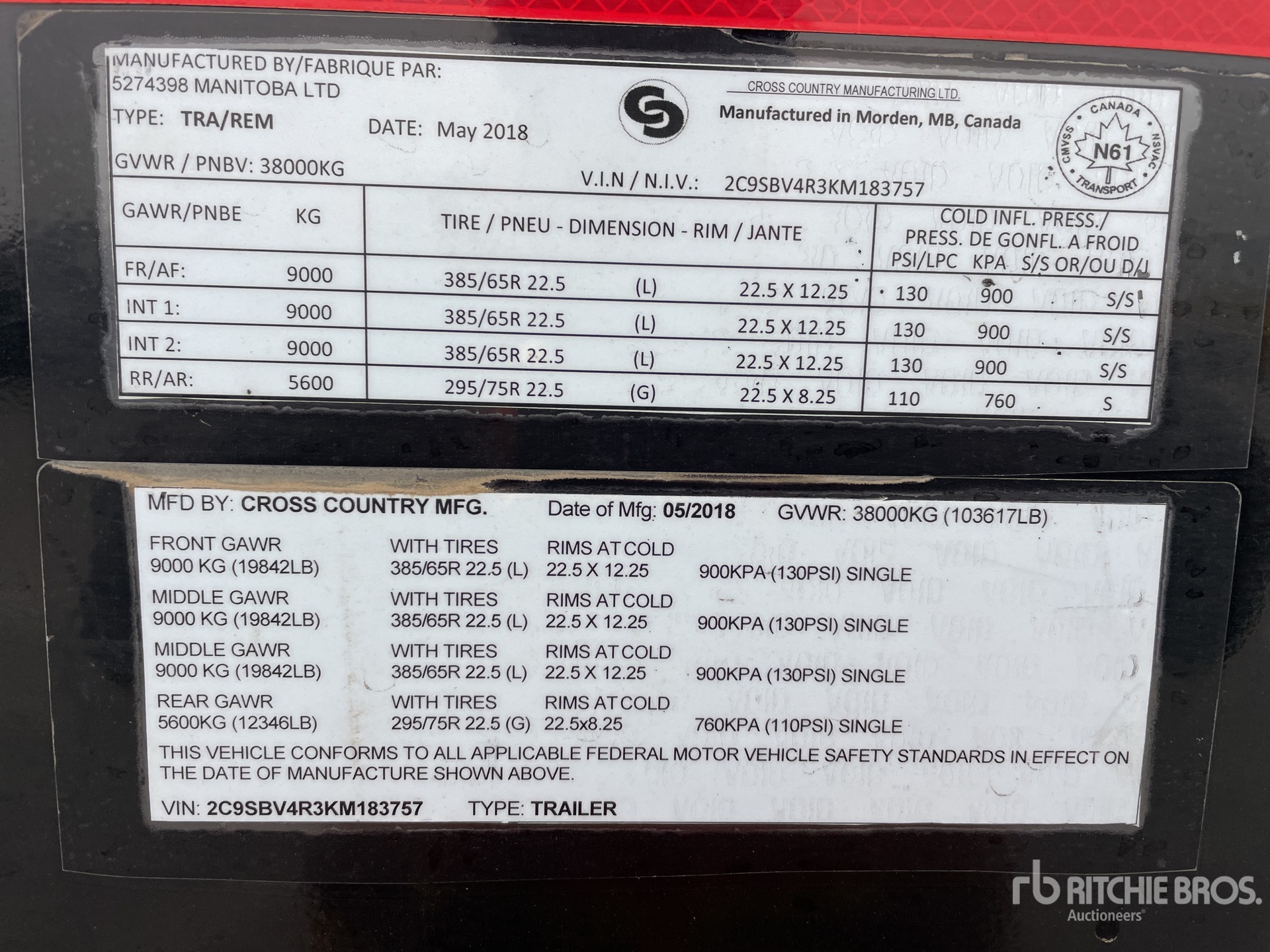 General Appearance with Serial Number / VIN