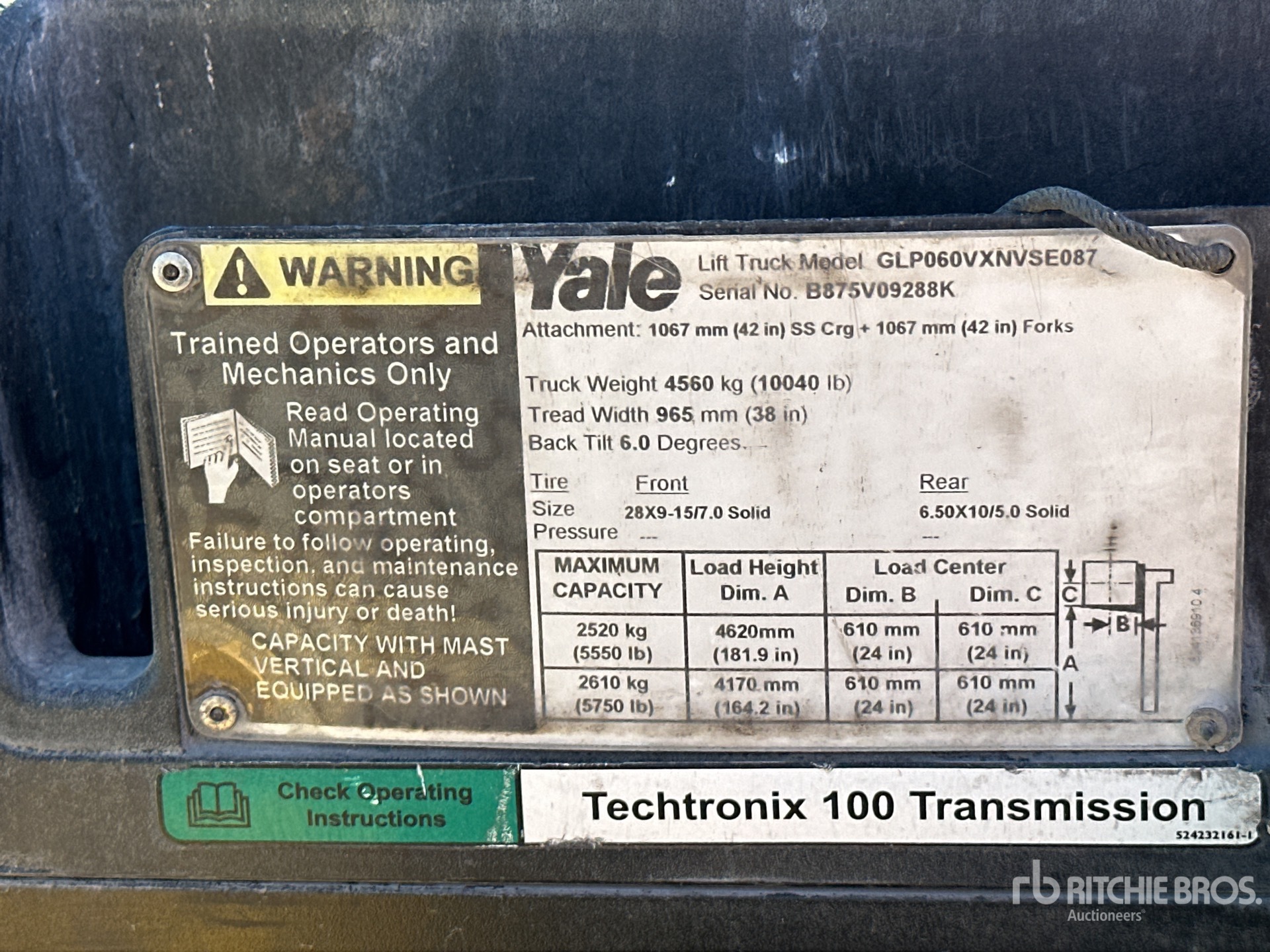 General Appearance with Serial Number / VIN