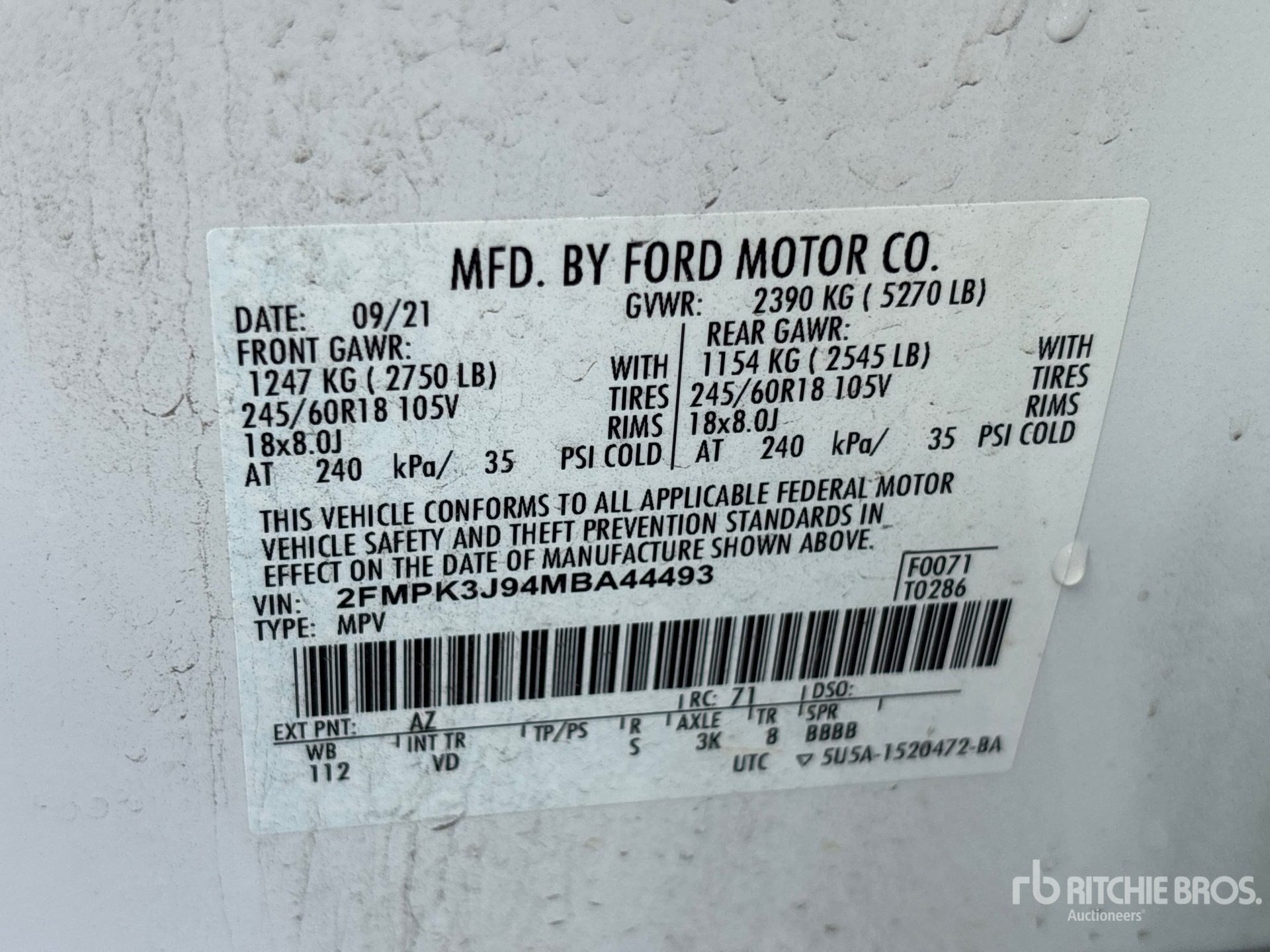 General Appearance with Serial Number / VIN