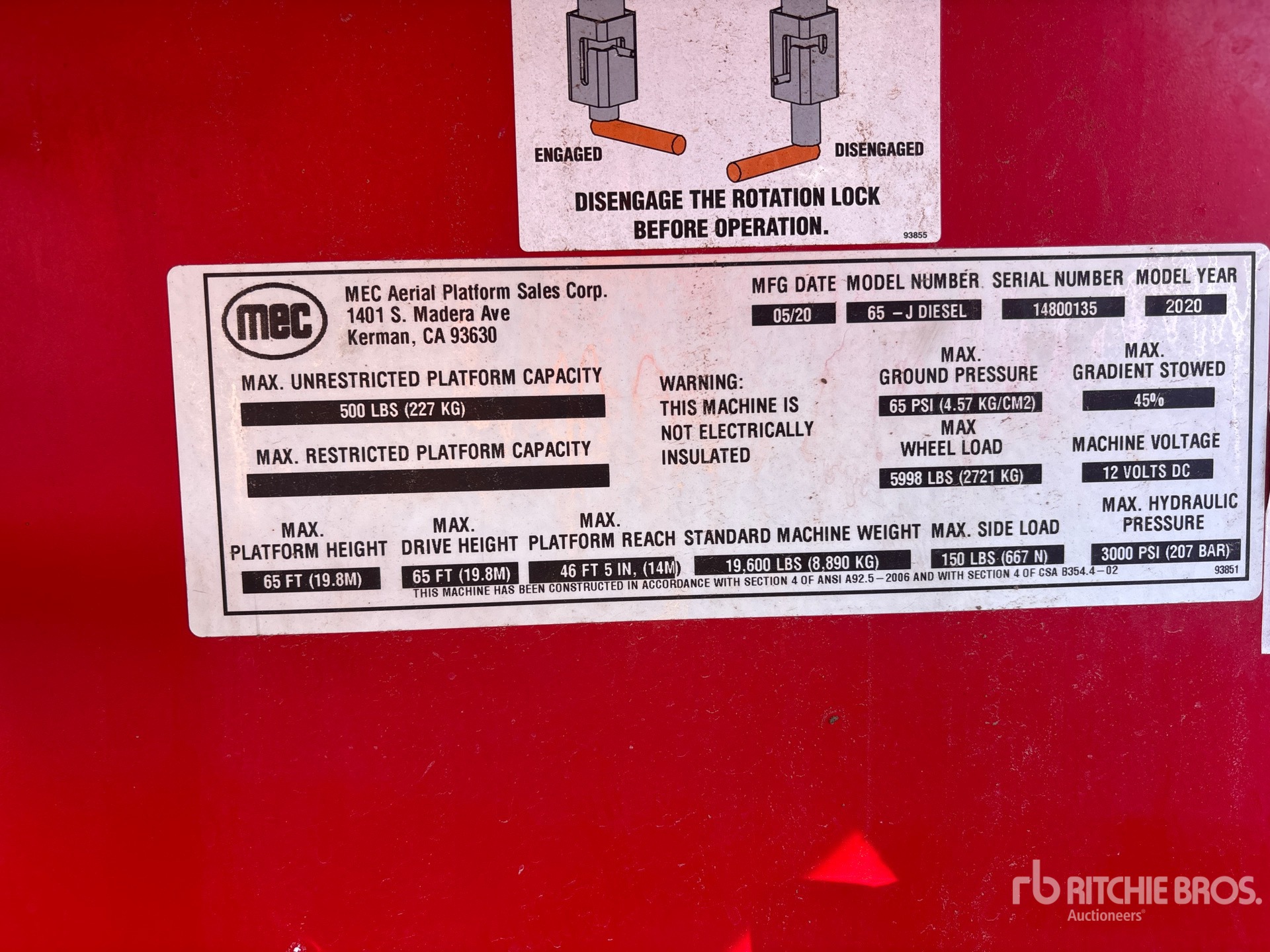 General Appearance with Serial Number / VIN