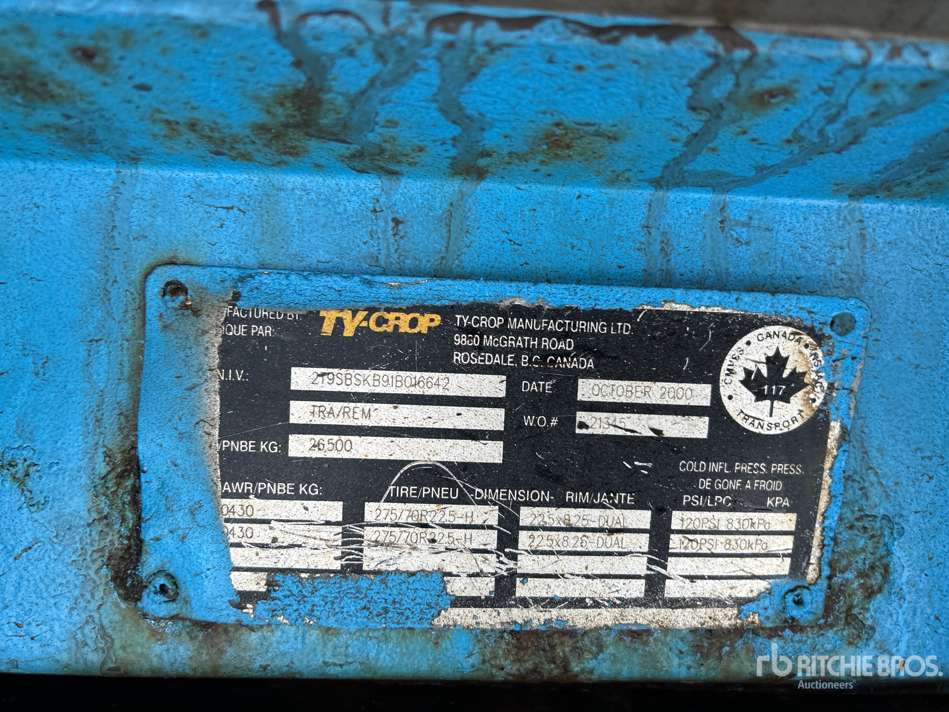 General Appearance with Serial Number / VIN