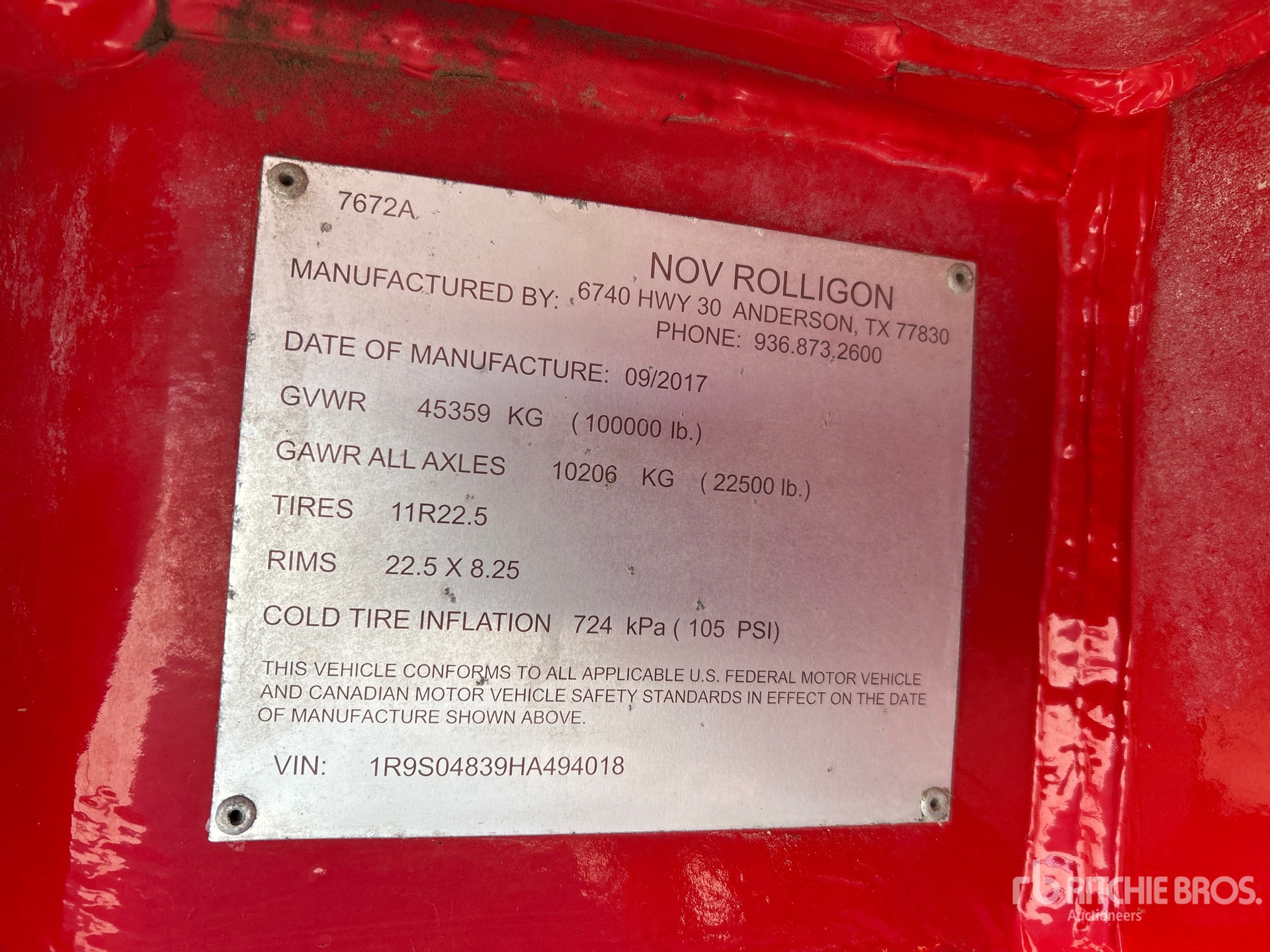 General Appearance with Serial Number / VIN