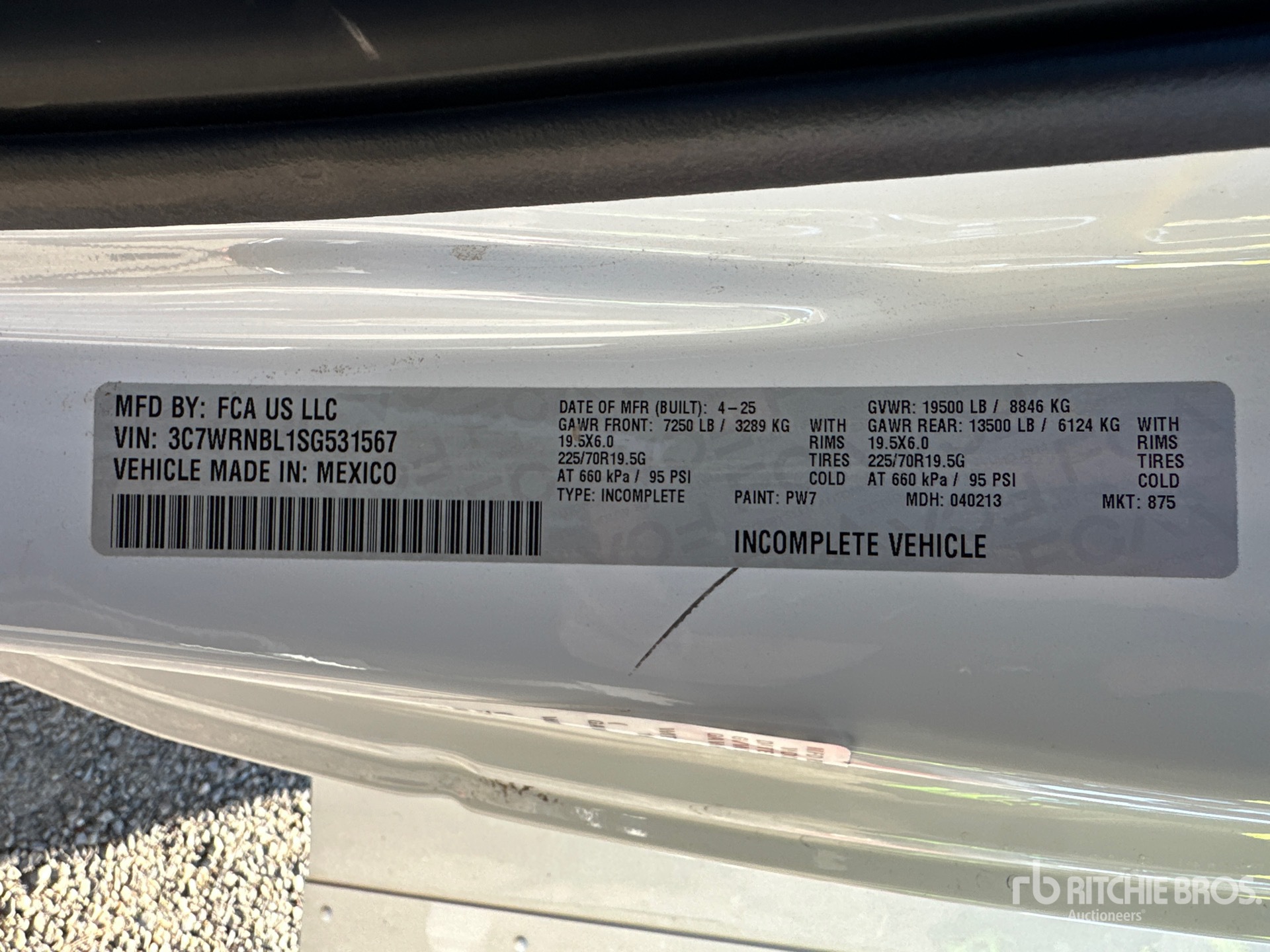 General Appearance with Serial Number / VIN