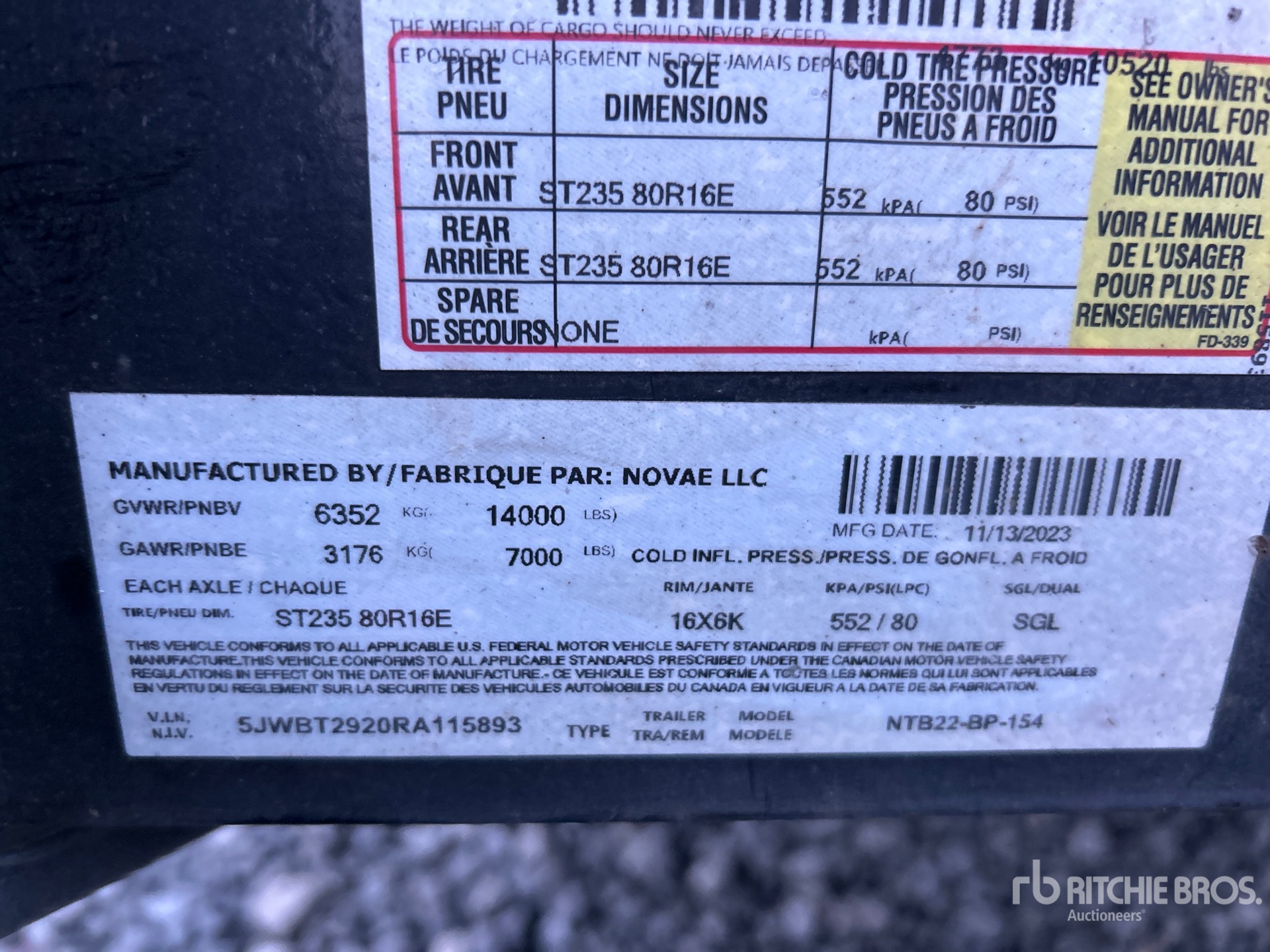 General Appearance with Numéro de série/Numéro d'identification du véhicule automobile