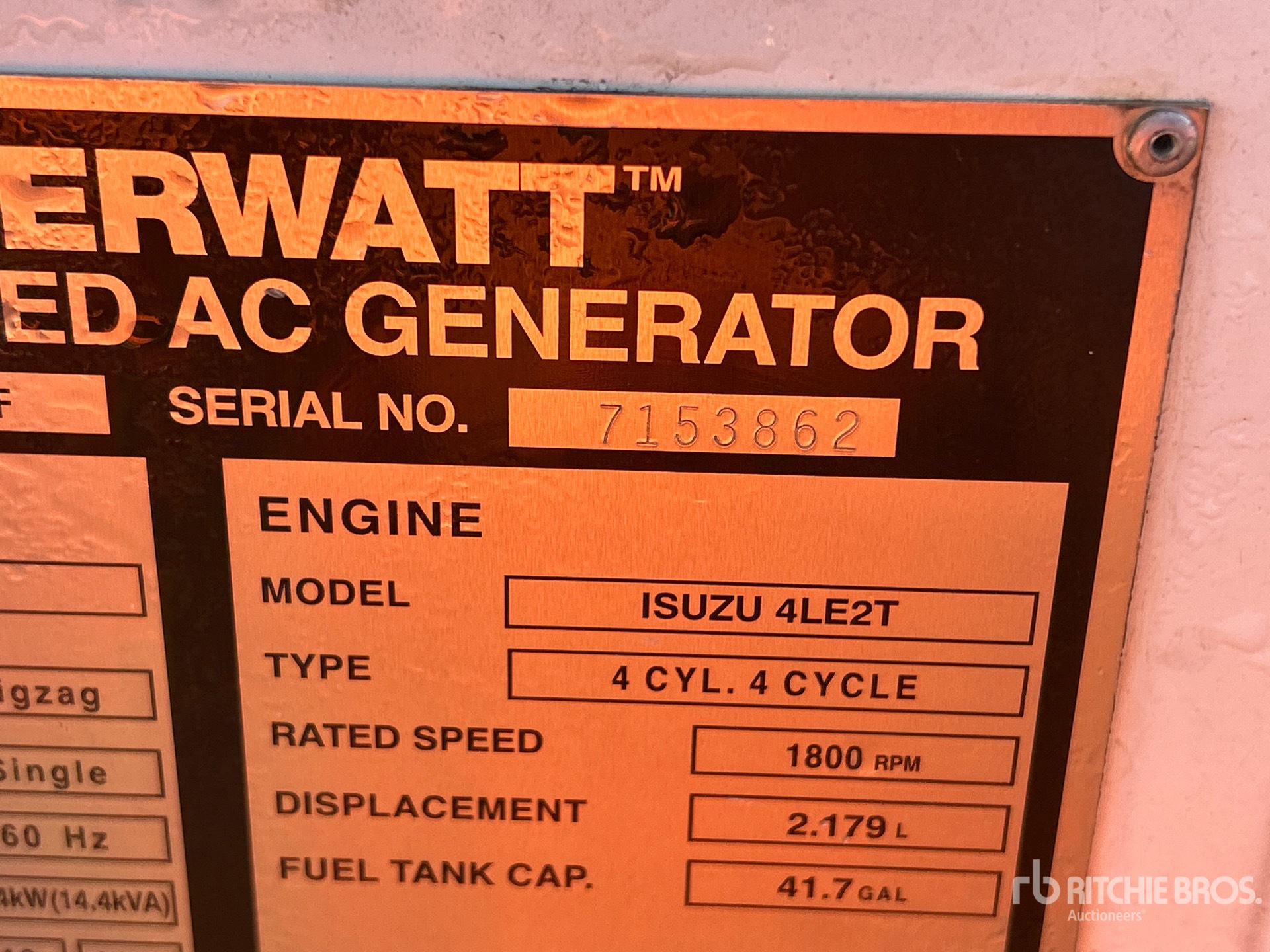 General Appearance with Unit Serial Number