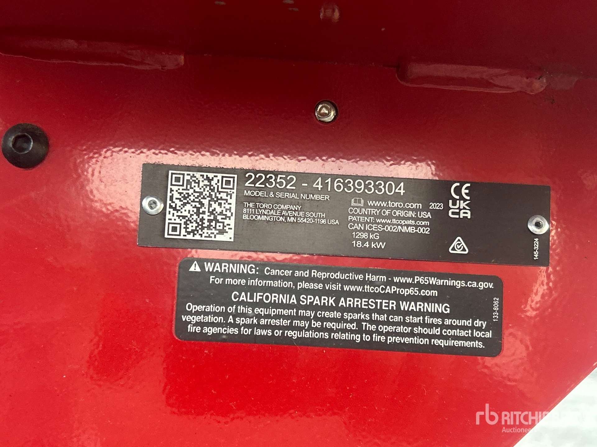 General Appearance with Serial Number / VIN