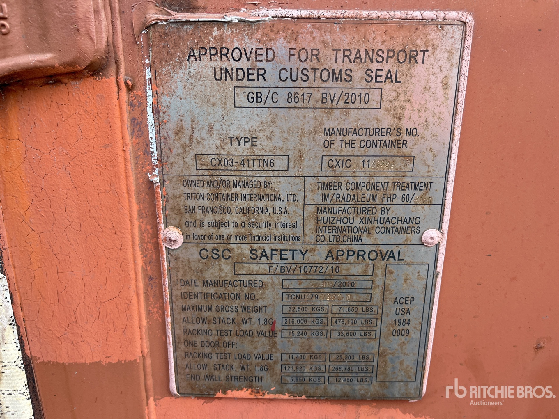 General Appearance with Serial Number / VIN