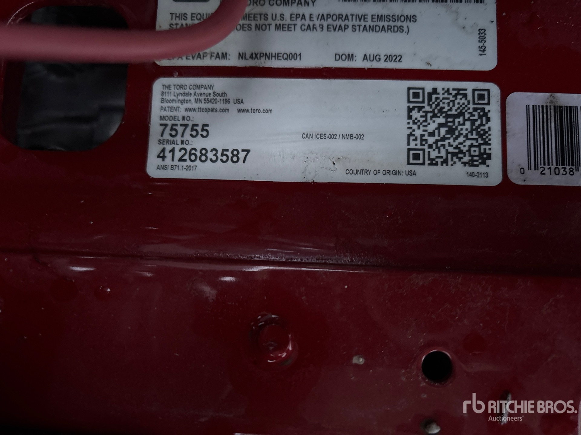 General Appearance with Serial Number / VIN