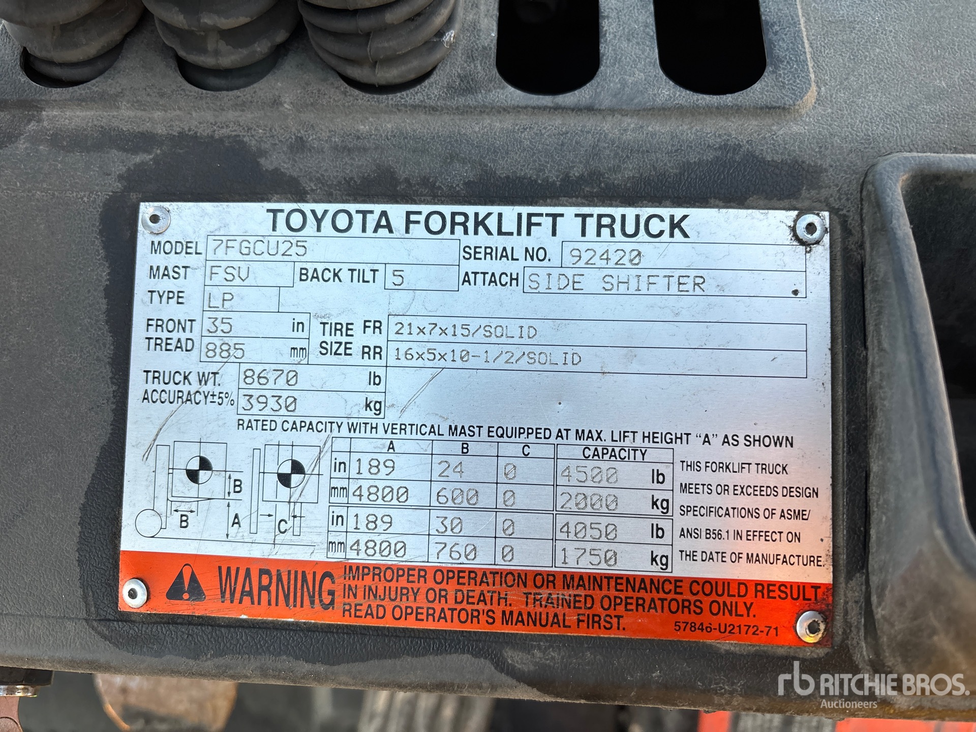 General Appearance with Serial Number / VIN