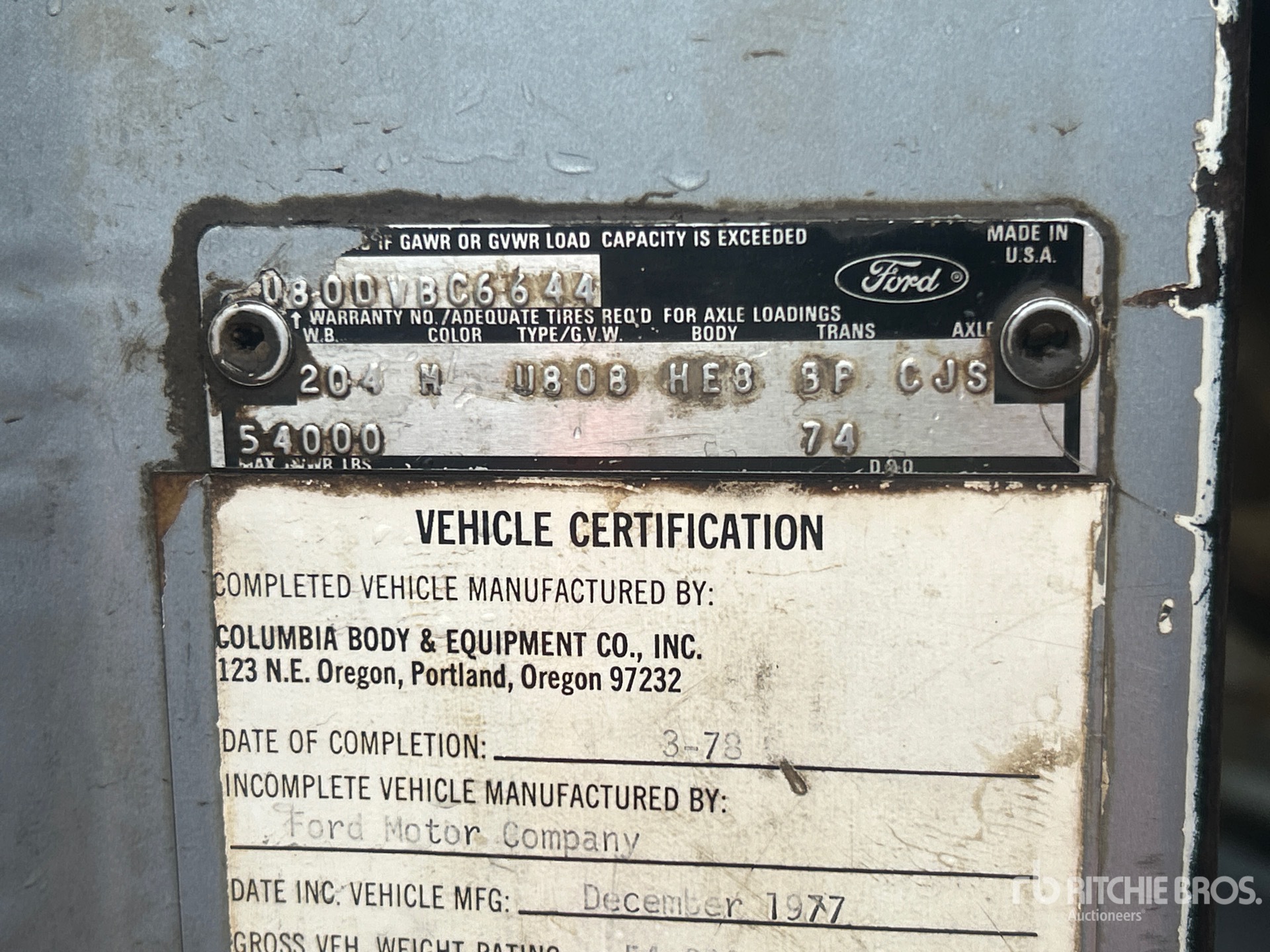 General Appearance with N.º de serie/VIN