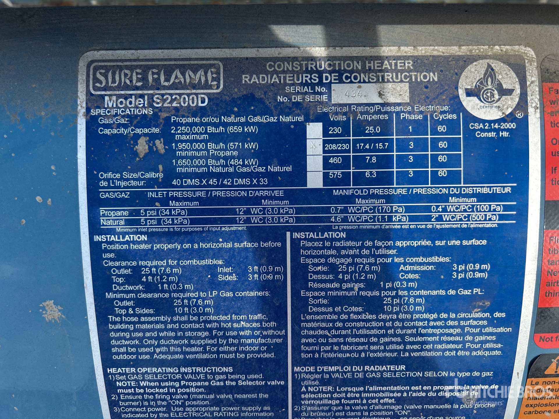 General Appearance with Serial Number / VIN