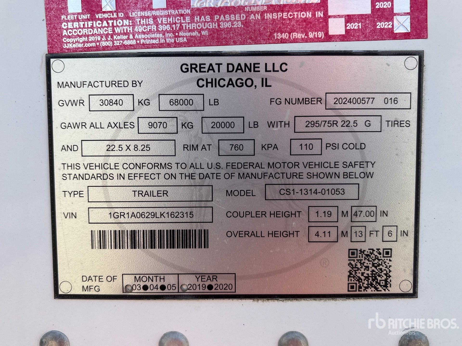 General Appearance with Serial Number / VIN