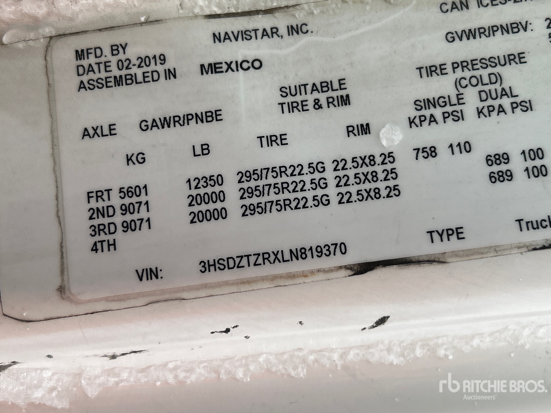 General Appearance with Serial Number / VIN