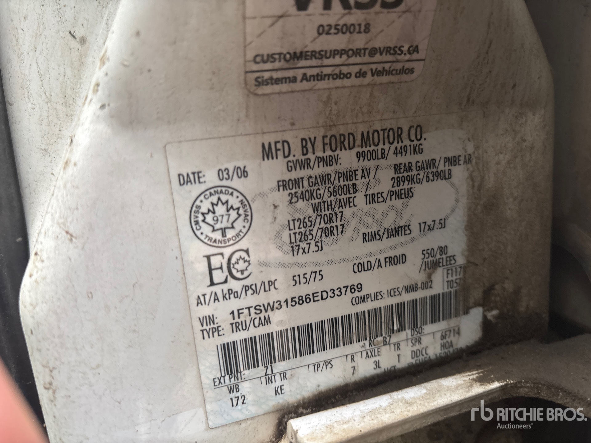 General Appearance with Serial Number / VIN