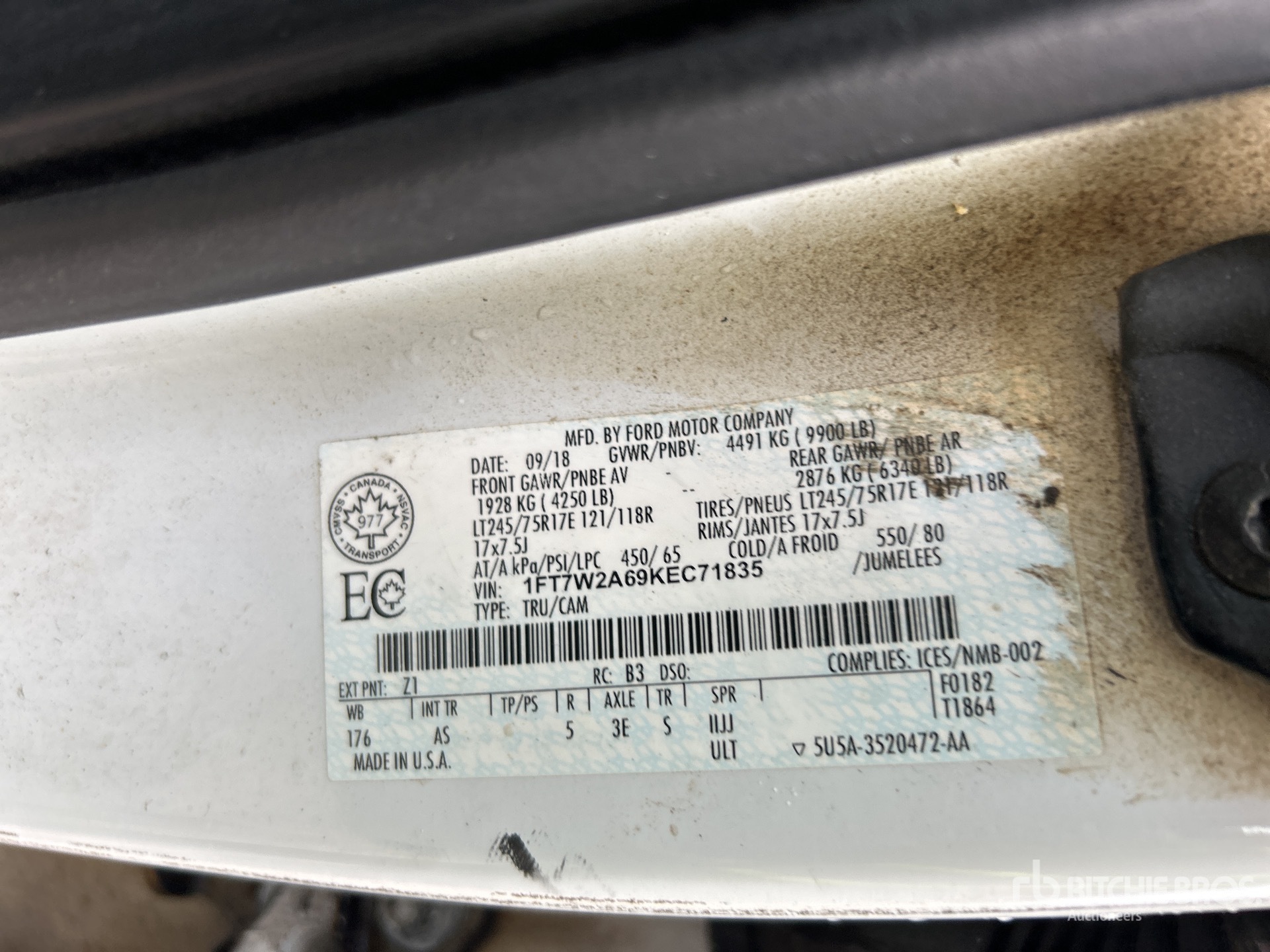 General Appearance with Serial Number / VIN