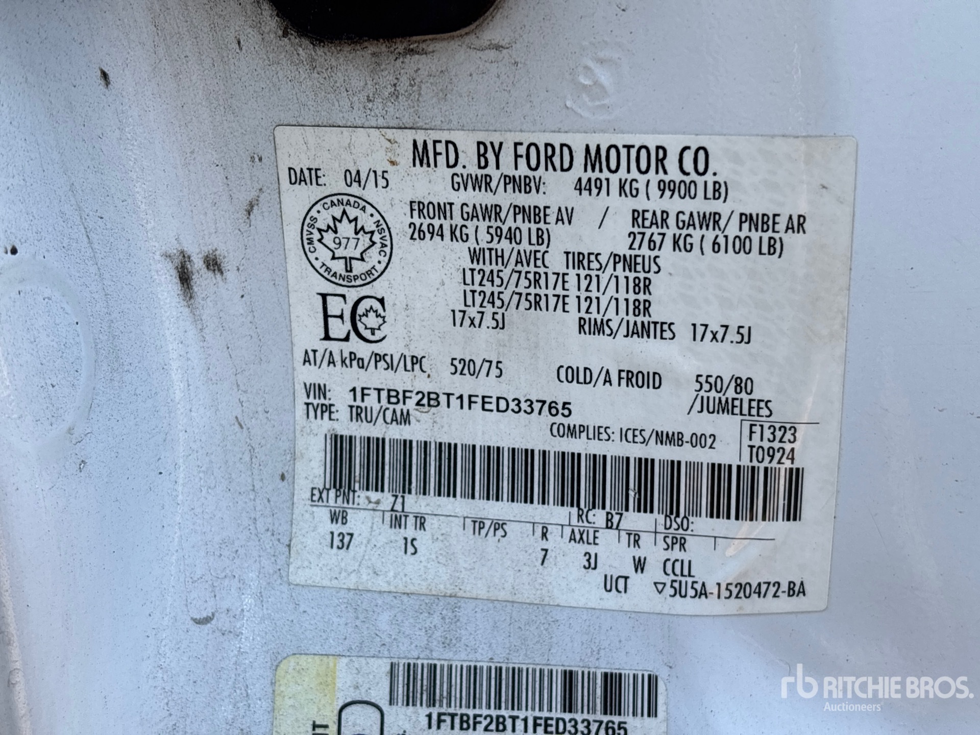 General Appearance with Serial Number / VIN