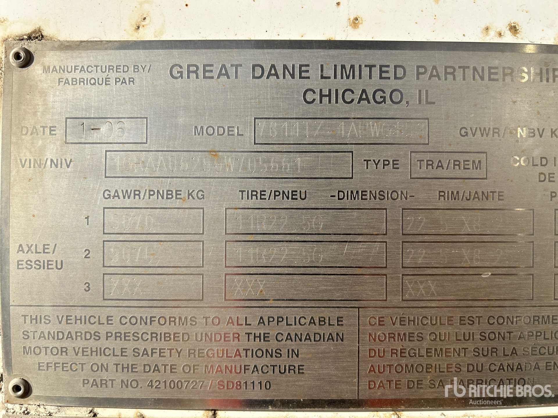 General Appearance with Serial Number / VIN