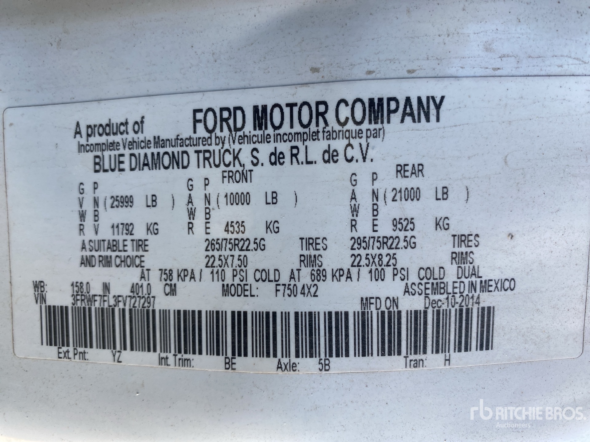 General Appearance with Serial Number / VIN