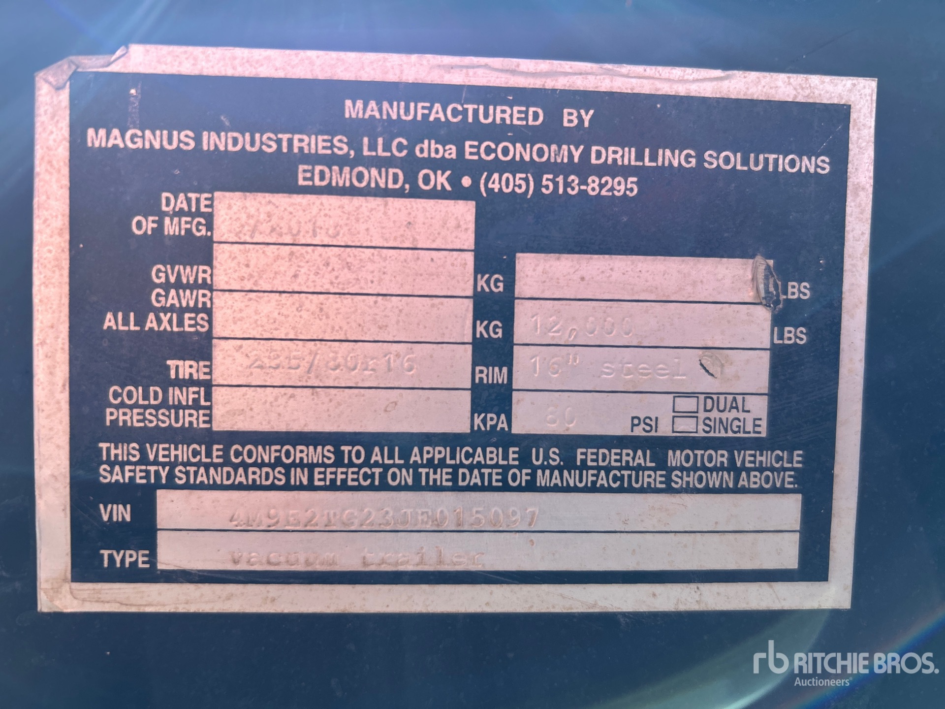 General Appearance with Serial Number / VIN