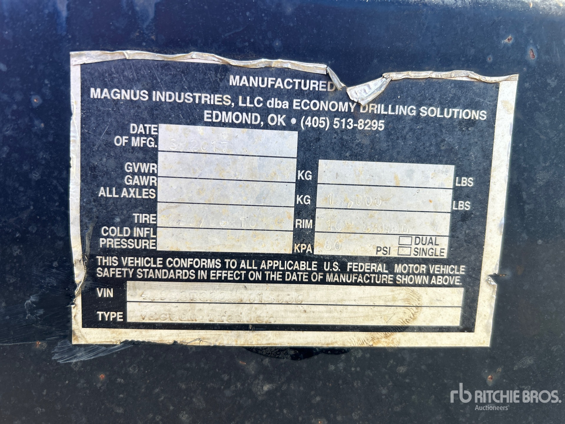 General Appearance with Serial Number / VIN