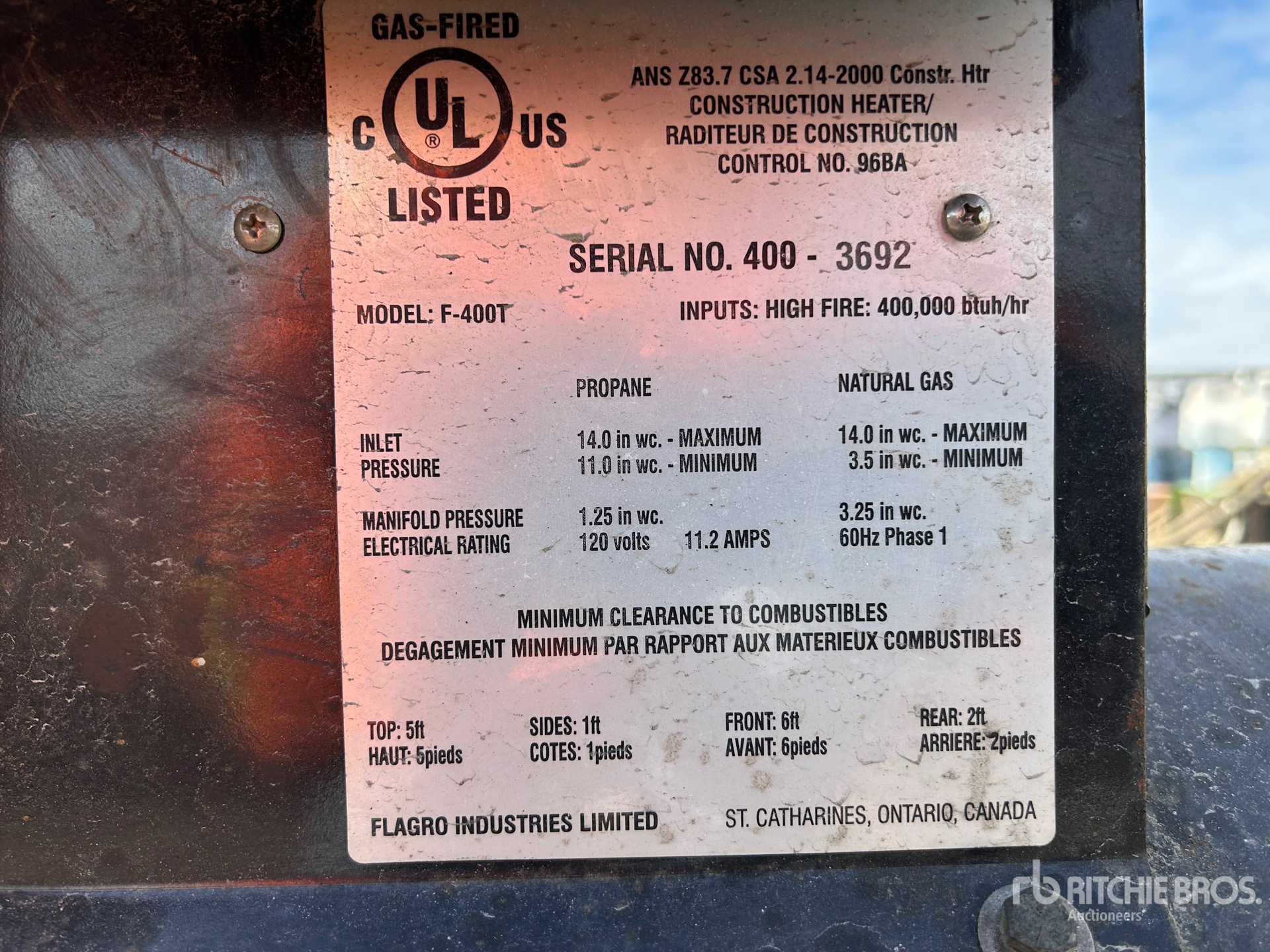 General Appearance with Serial Number / VIN