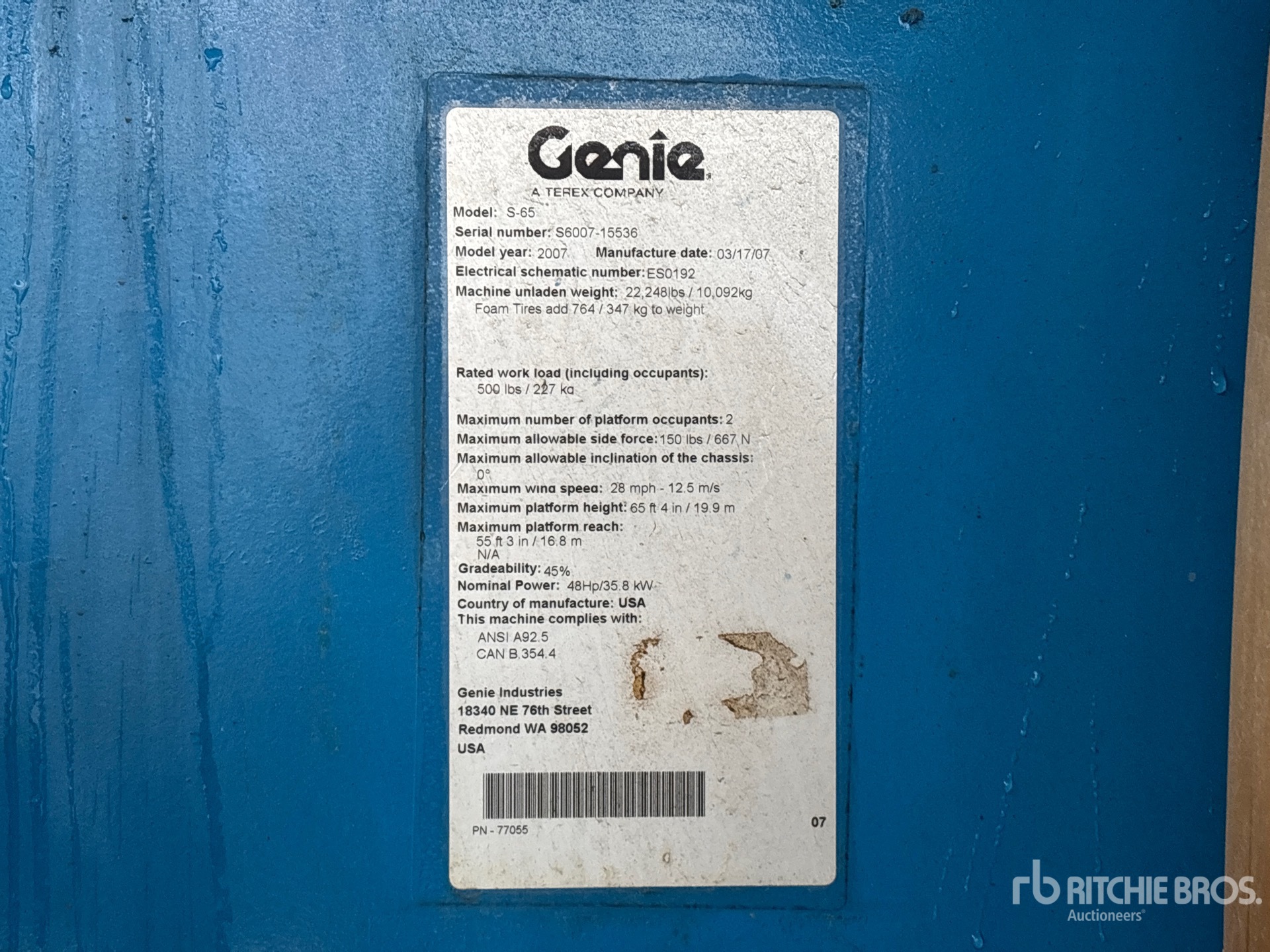 General Appearance with Serial Number / VIN