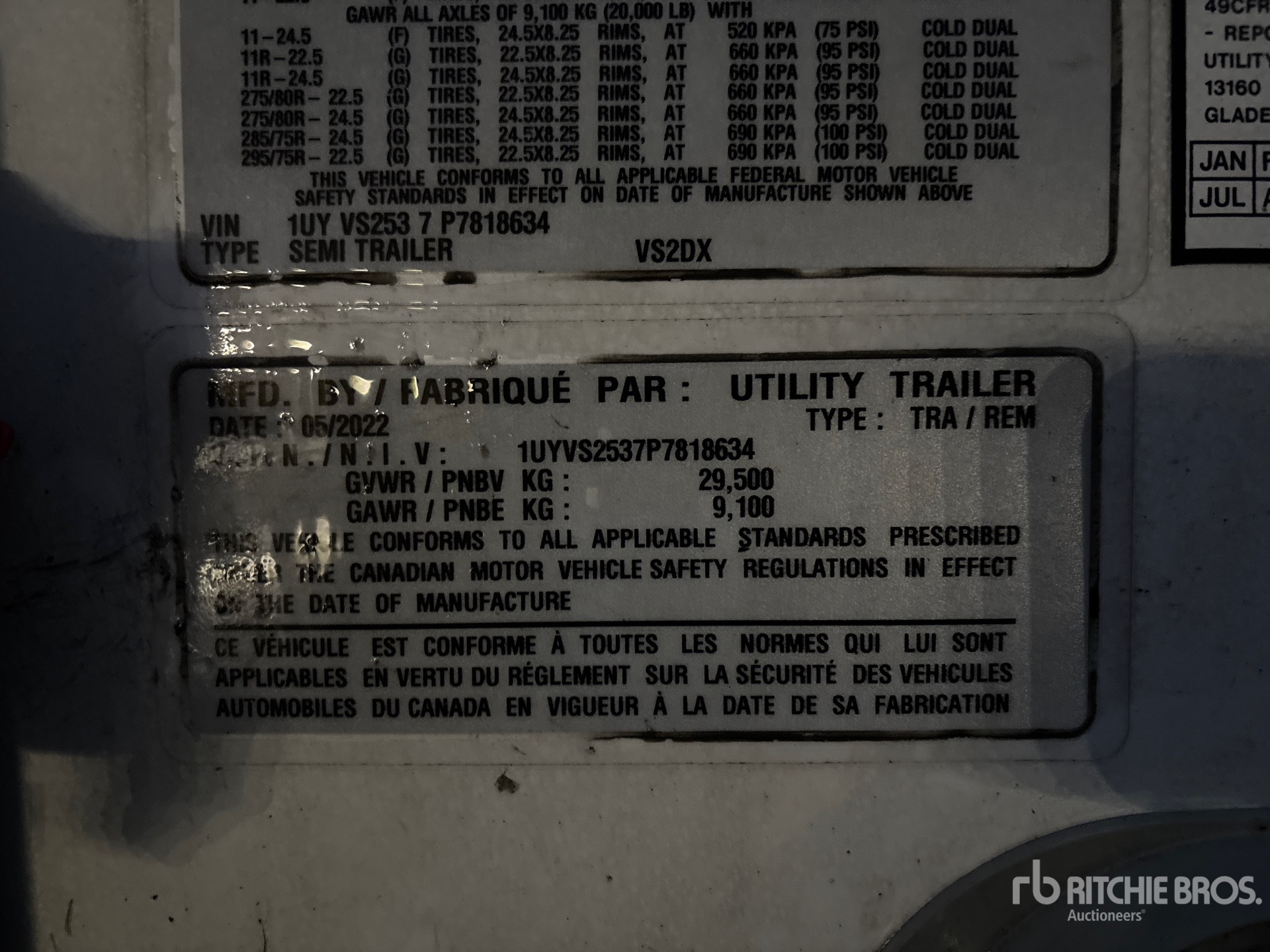 General Appearance with Serial Number / VIN