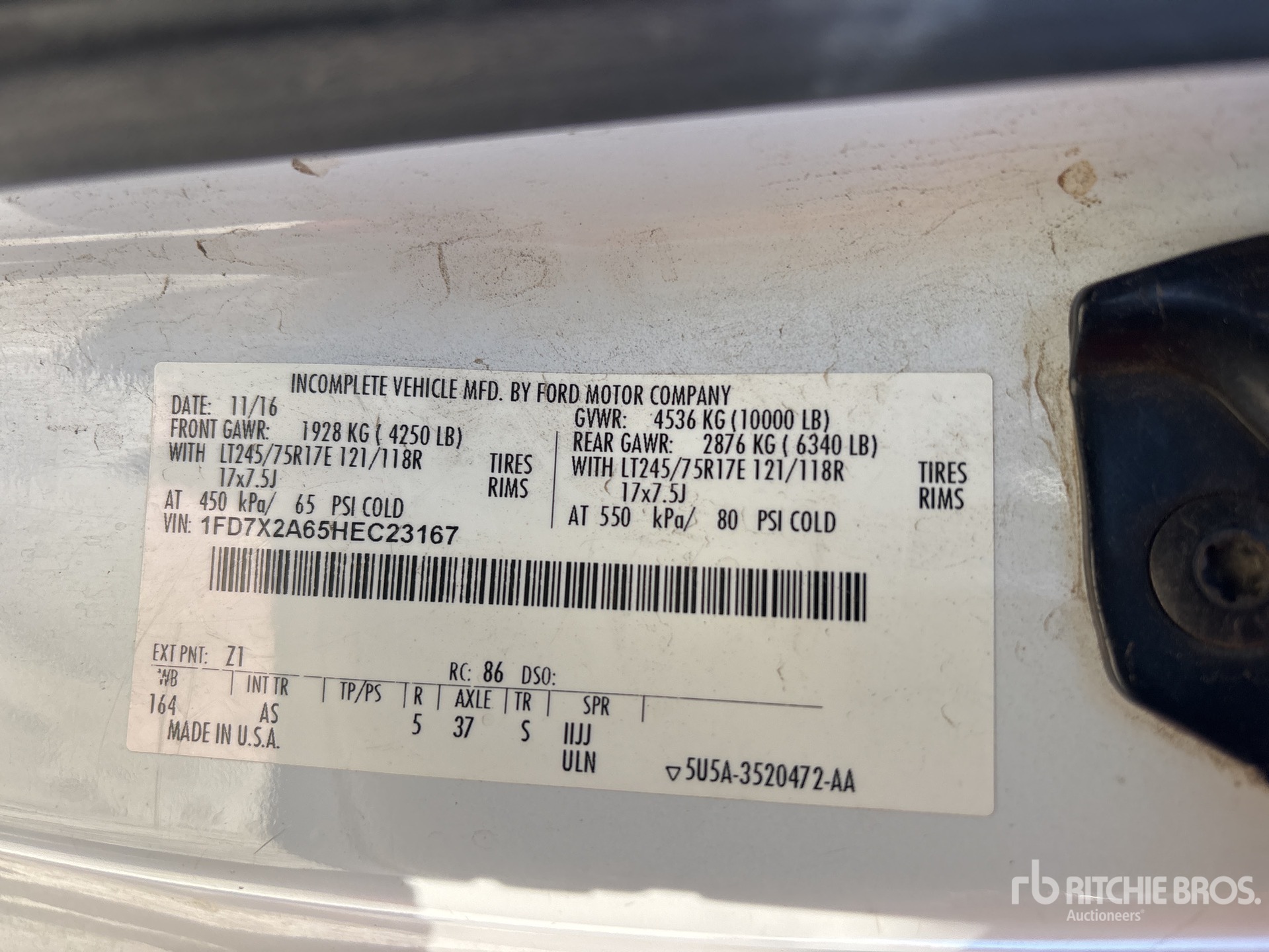 General Appearance with Serial Number / VIN