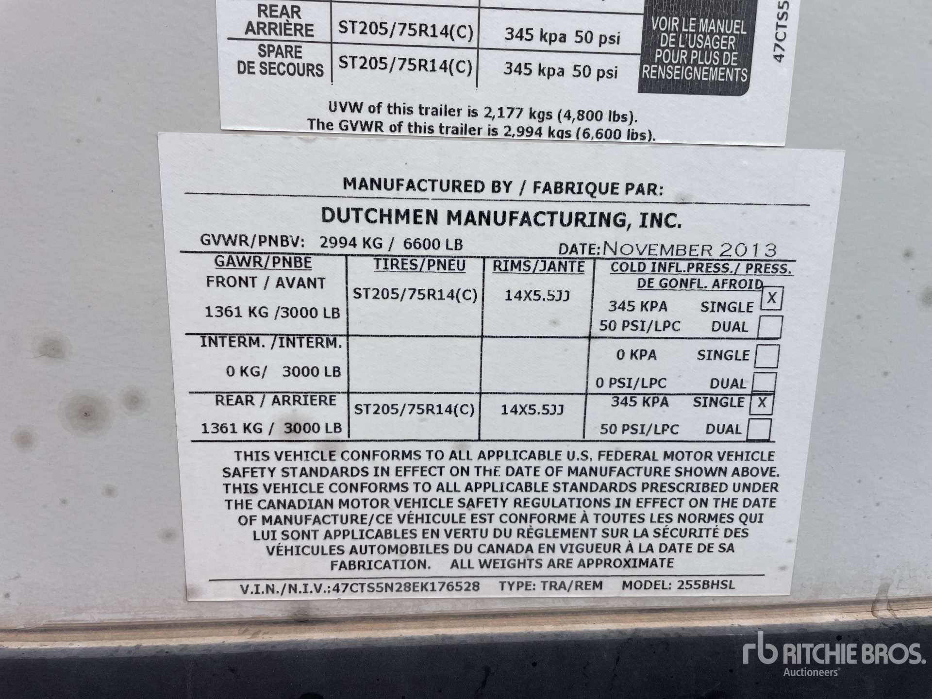 General Appearance with Serial Number / VIN