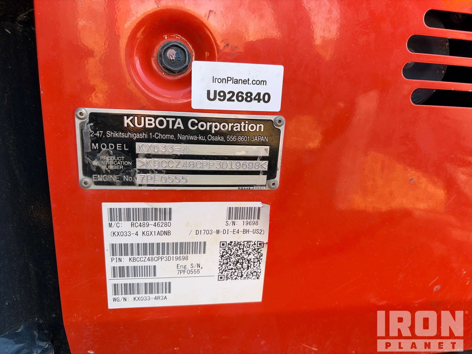 General Appearance with Serial Number / VIN