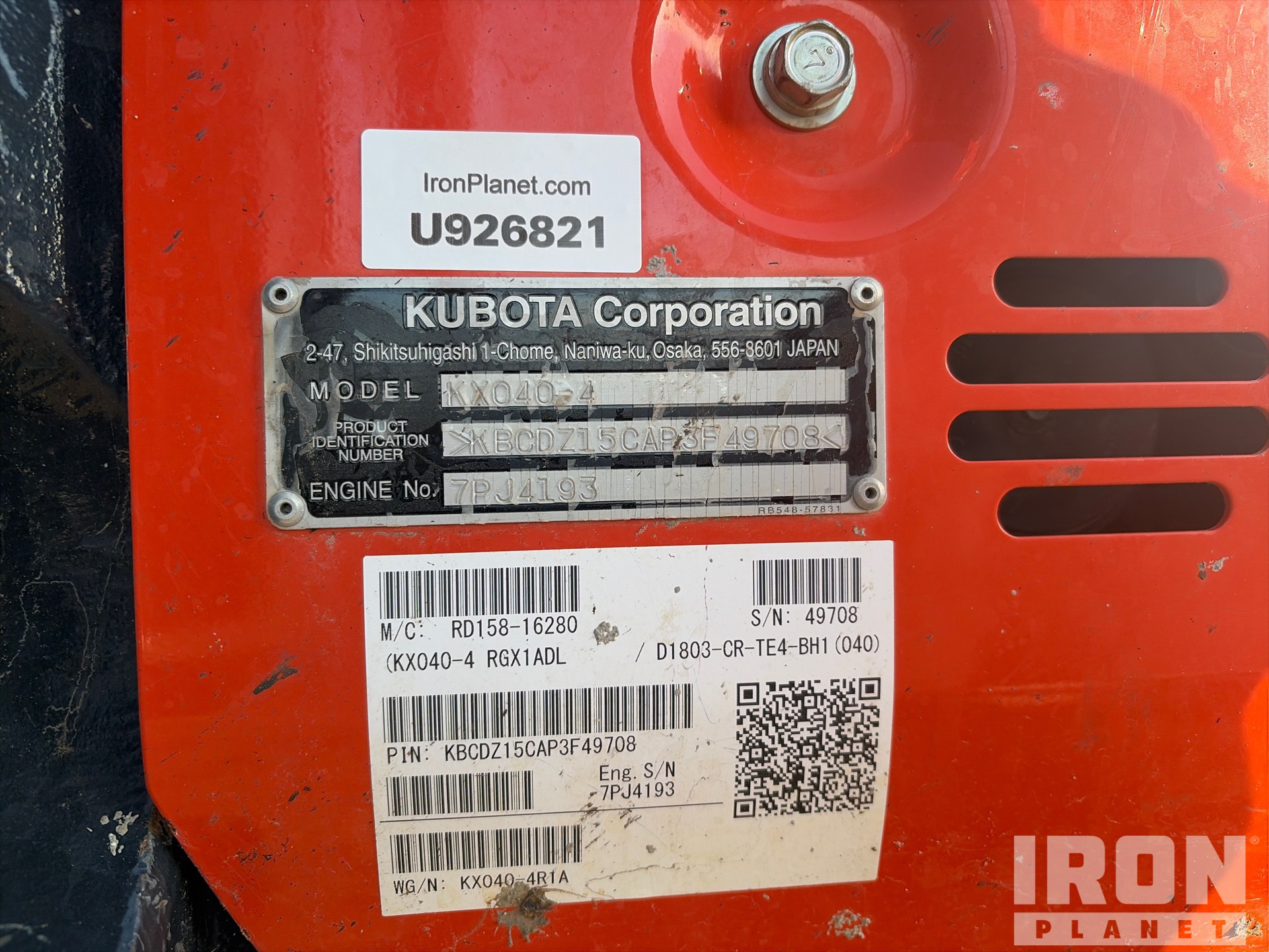 General Appearance with Serial Number / VIN