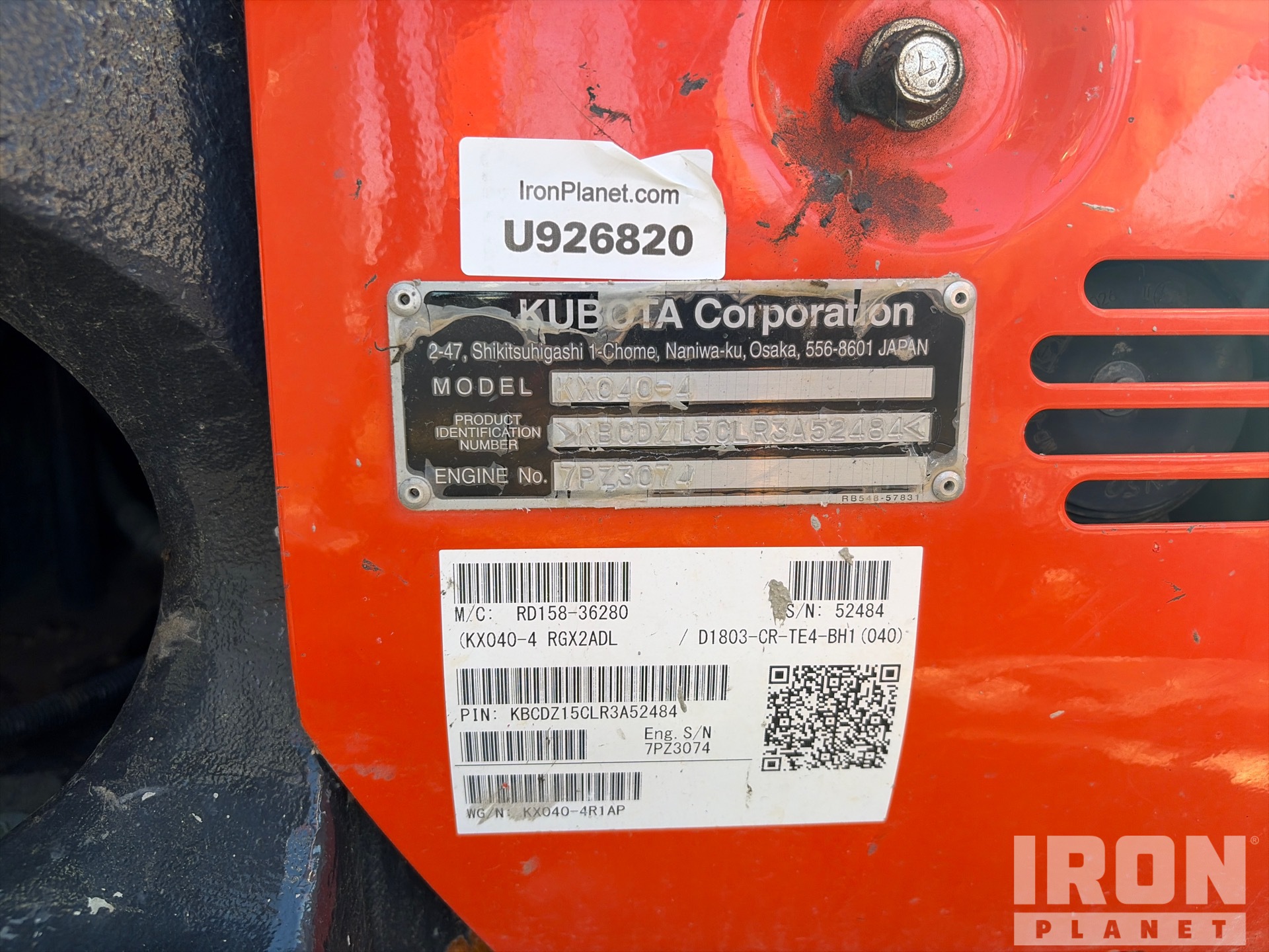 General Appearance with Serial Number / VIN