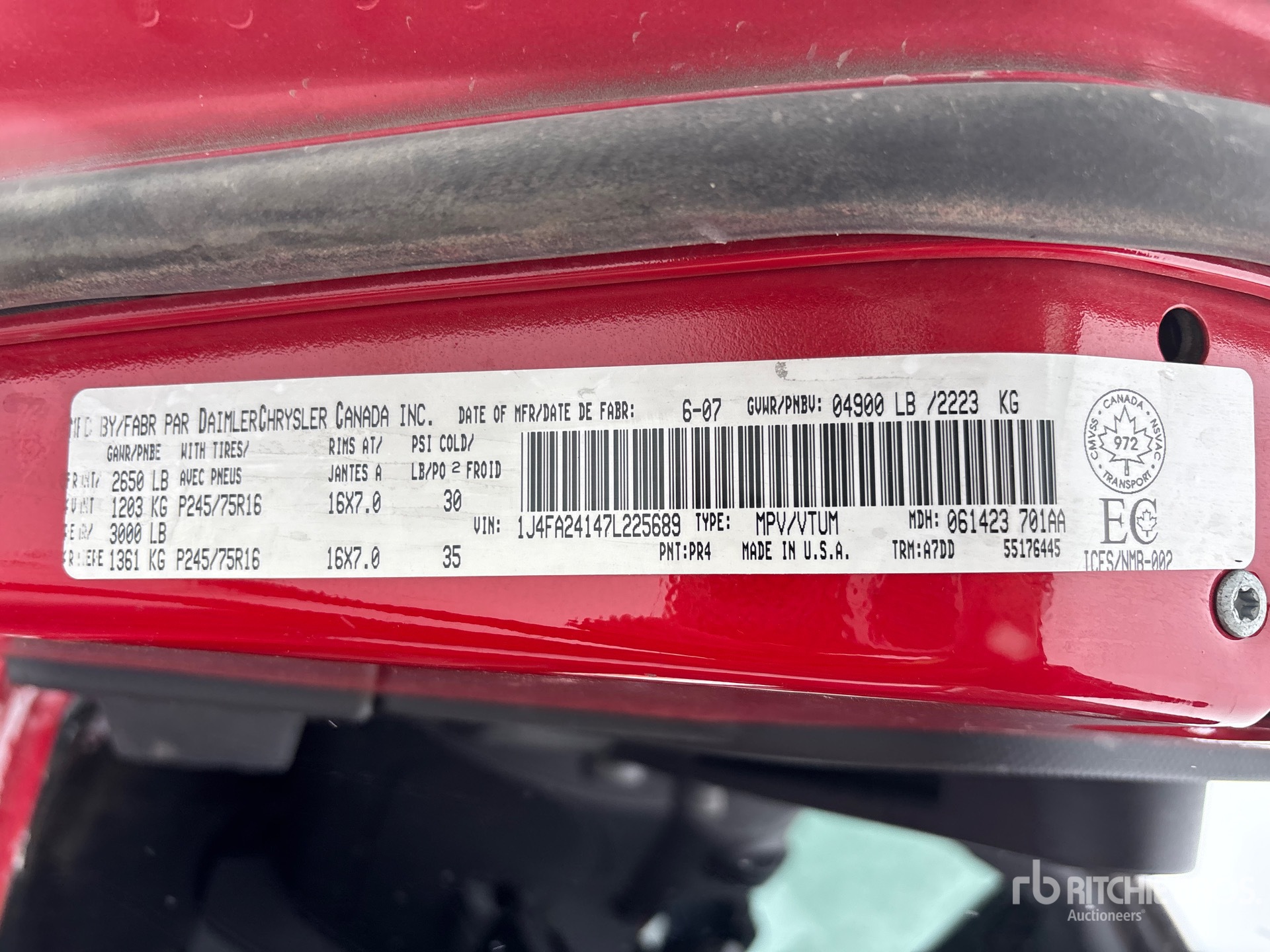 General Appearance with Serial Number / VIN