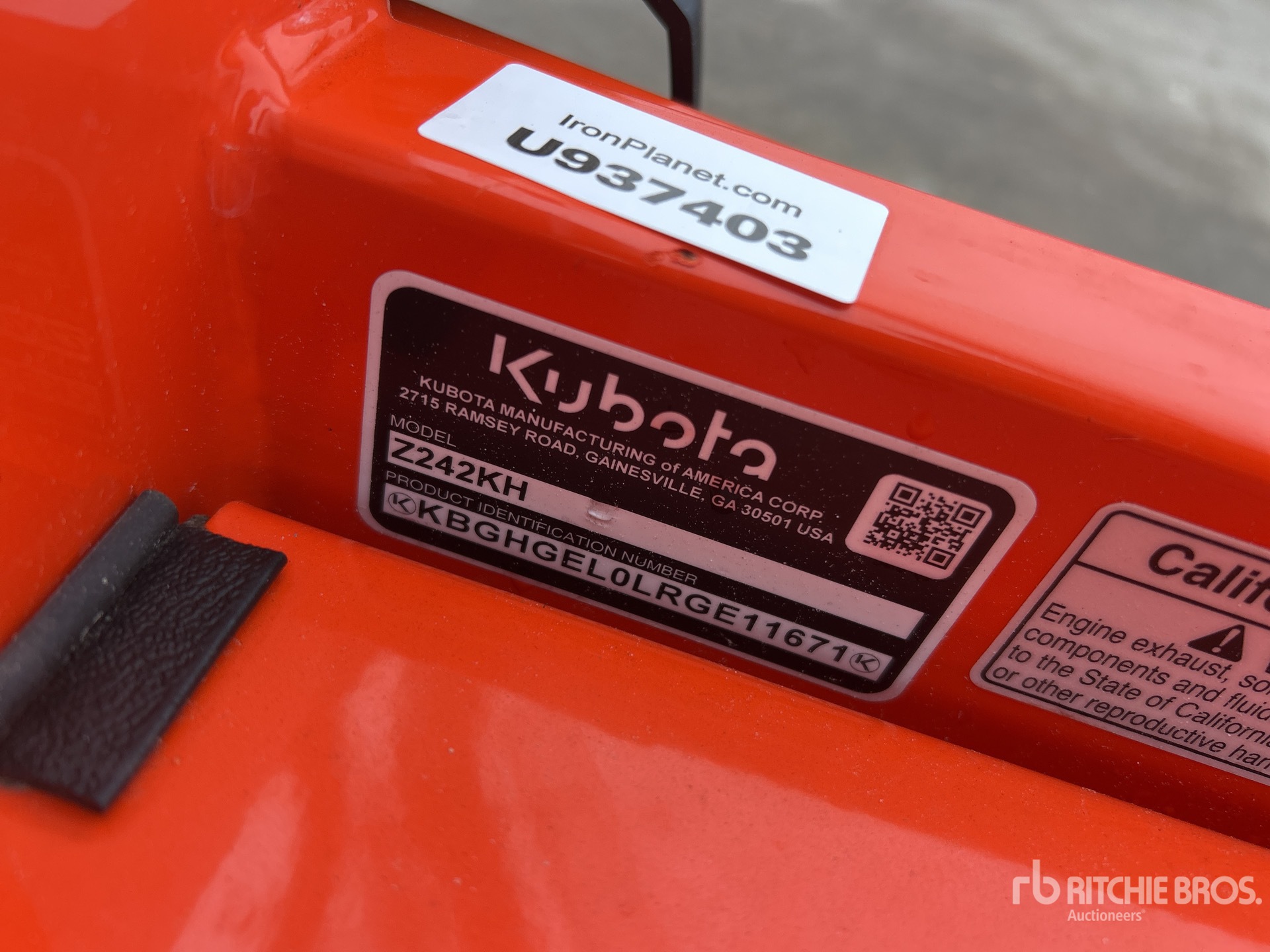 General Appearance with Serial Number / VIN