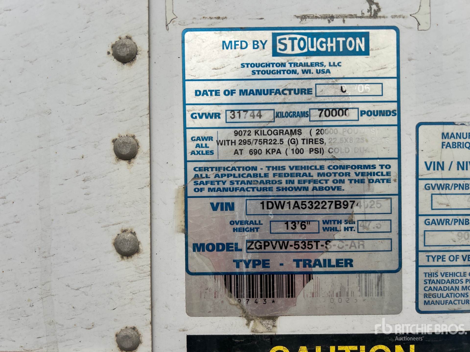 General Appearance with Serial Number / VIN