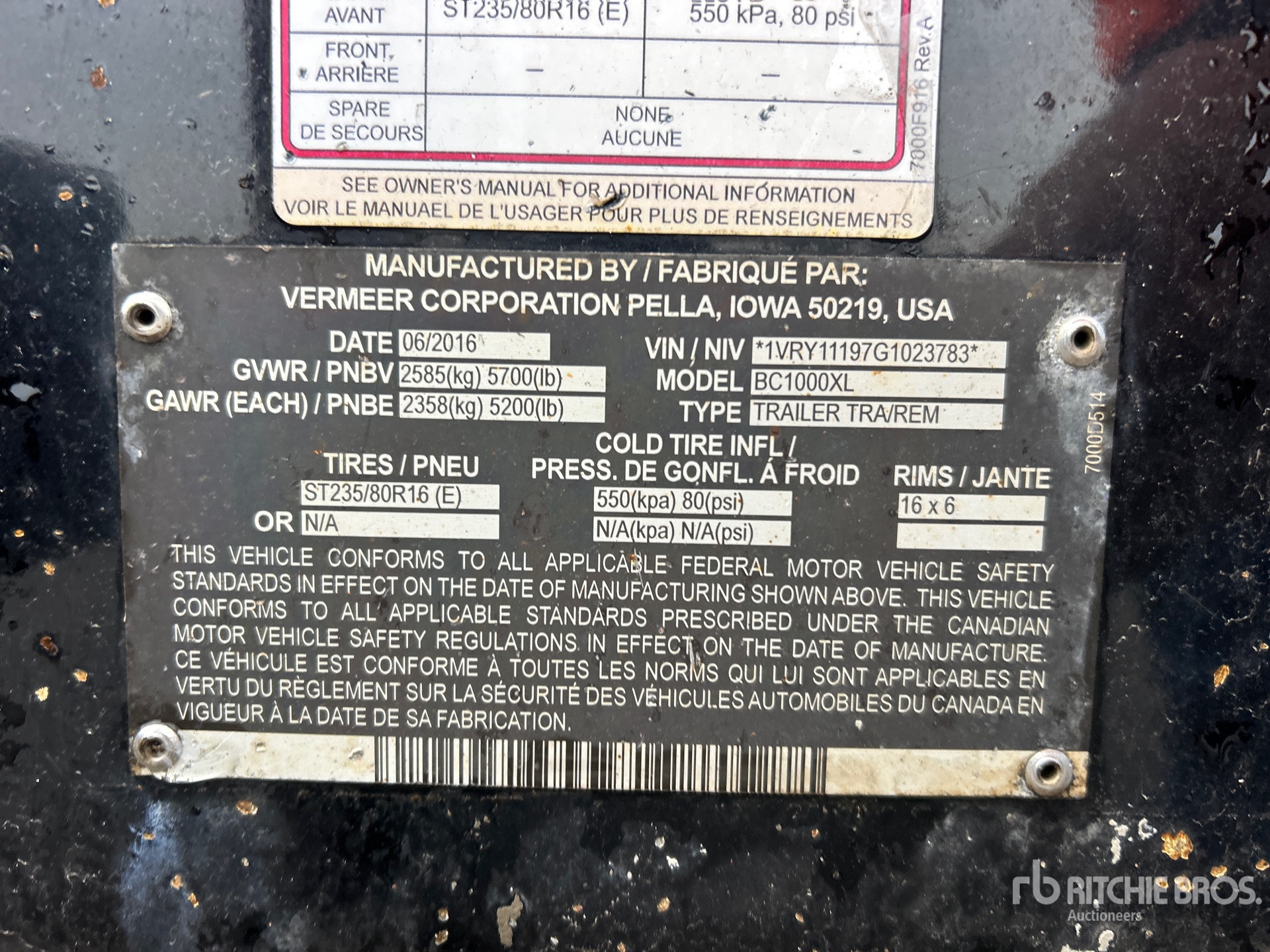 General Appearance with Serial Number / VIN