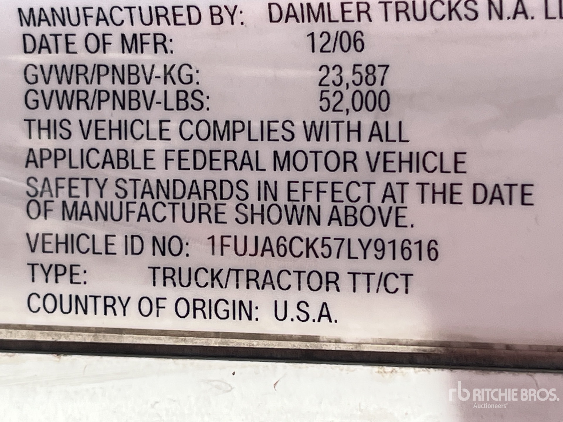 General Appearance with Serial Number / VIN