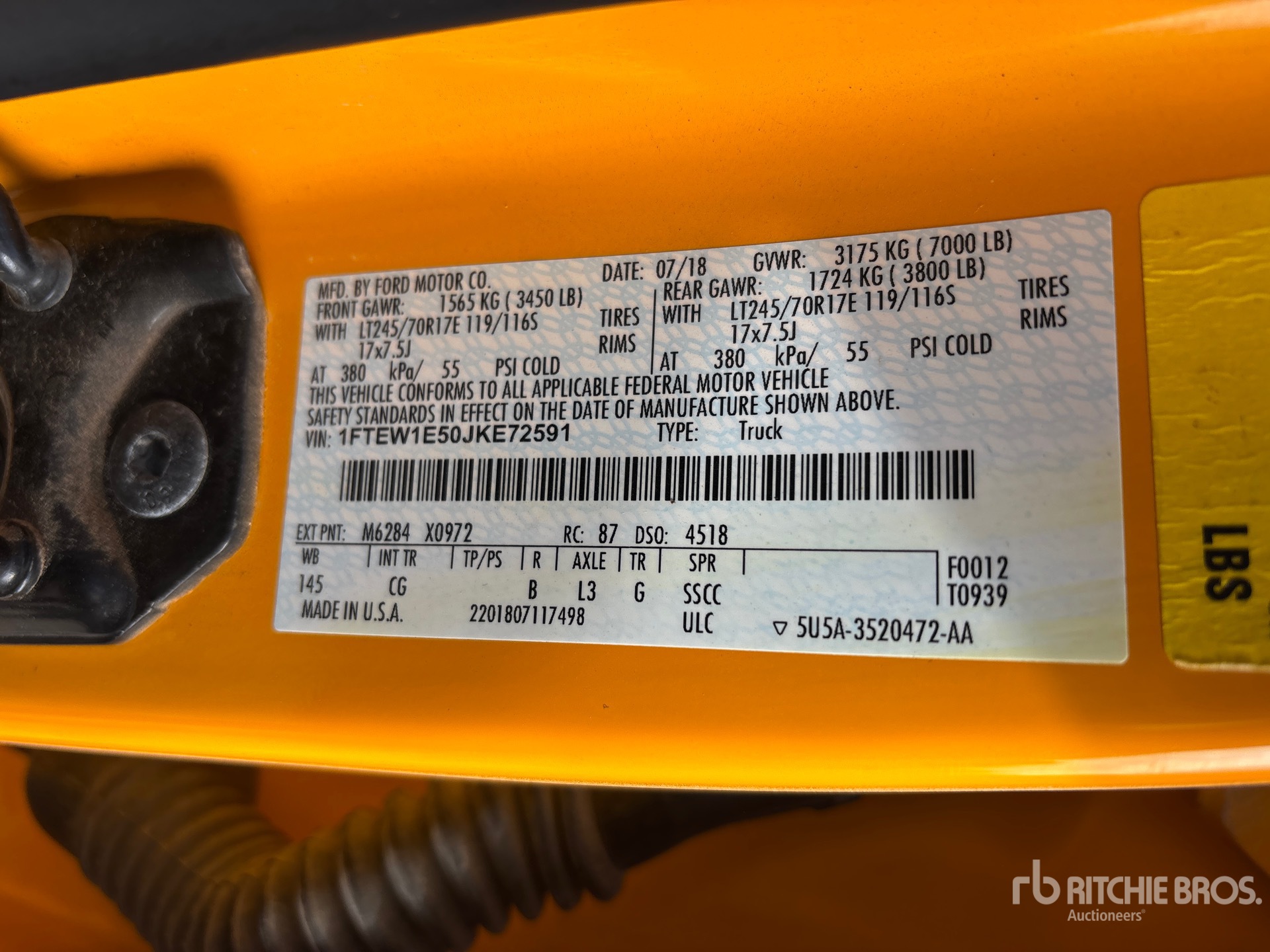 General Appearance with Serial Number / VIN