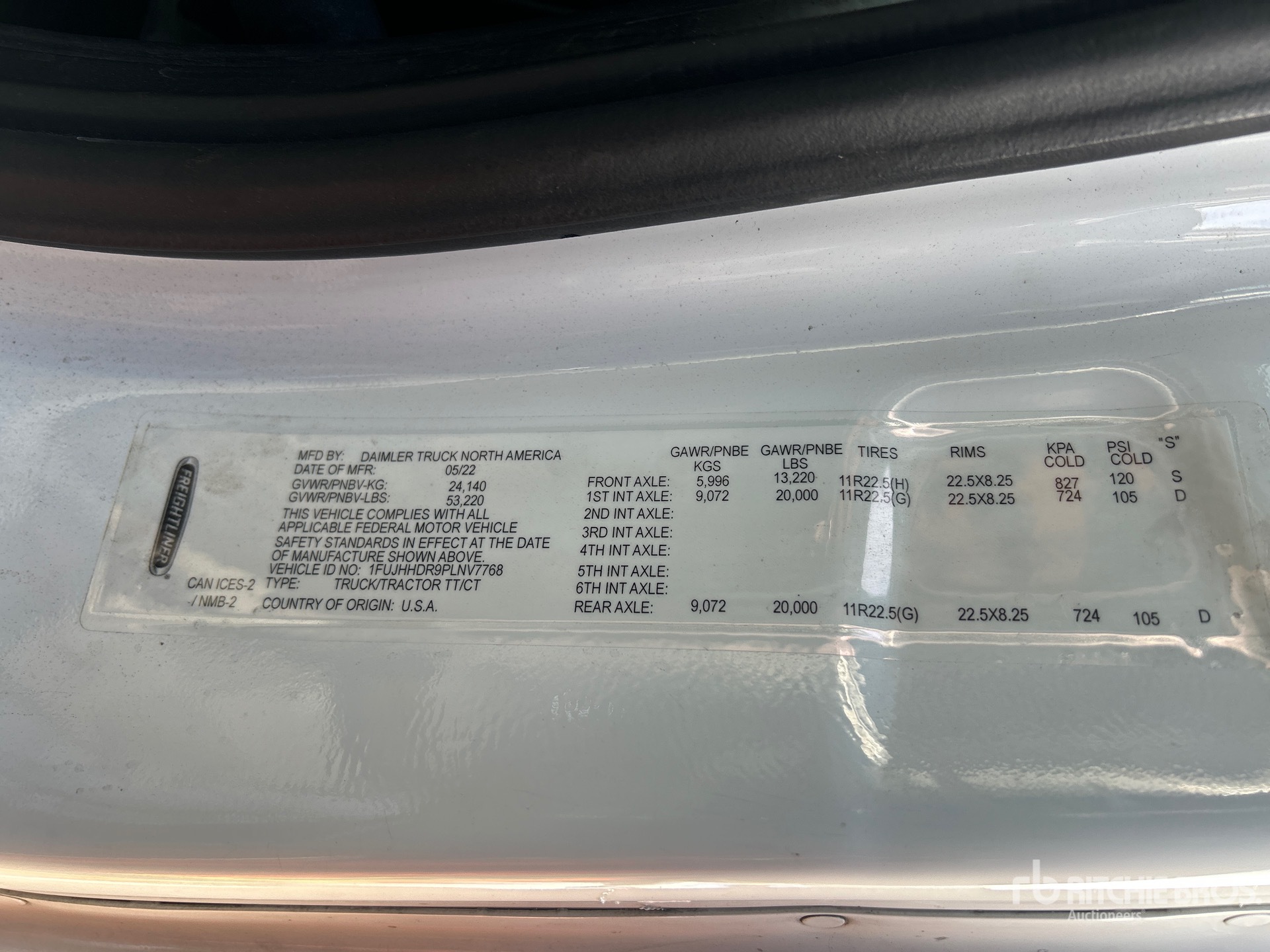 General Appearance with Serial Number / VIN