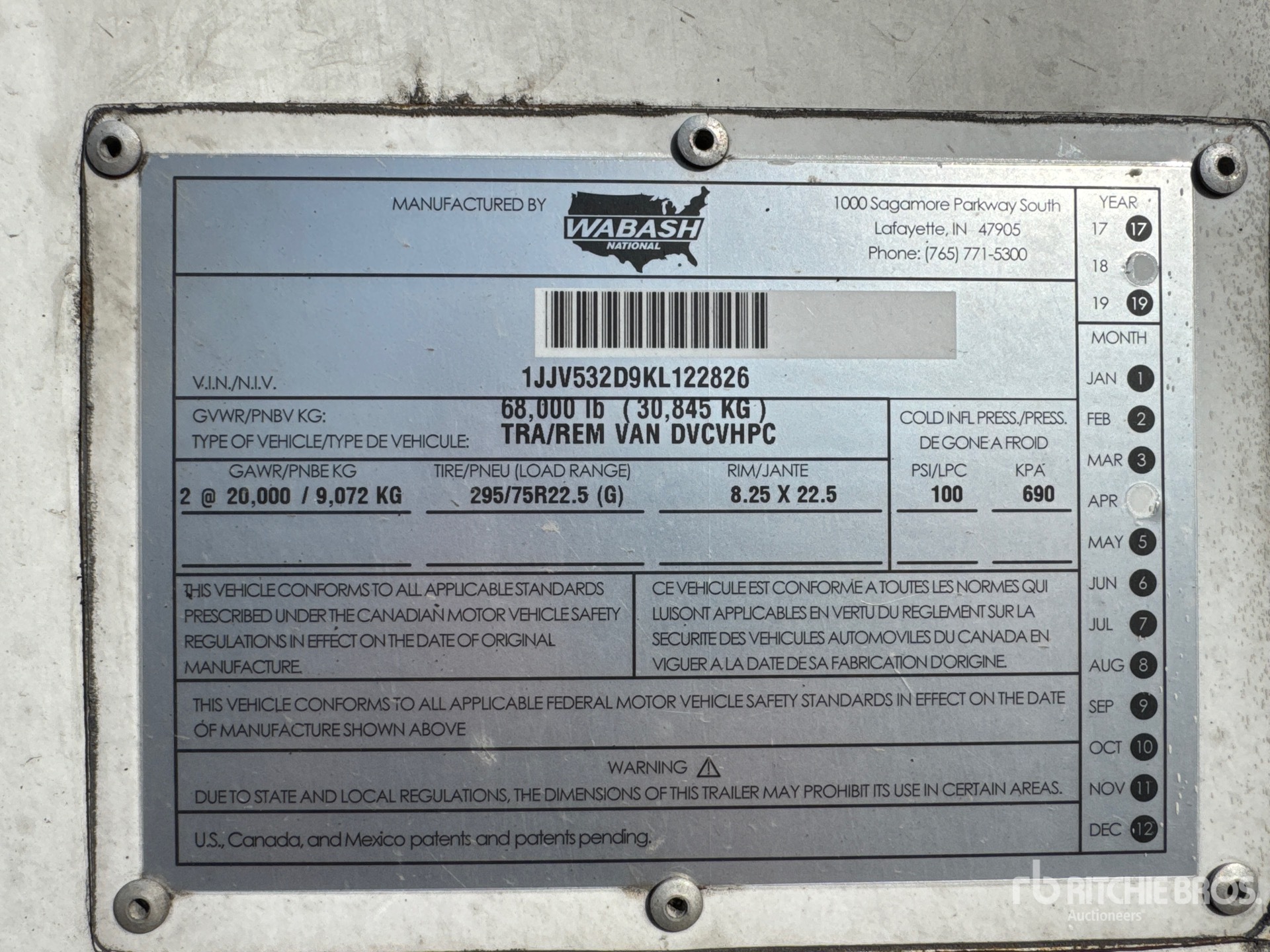 General Appearance with Serial Number / VIN