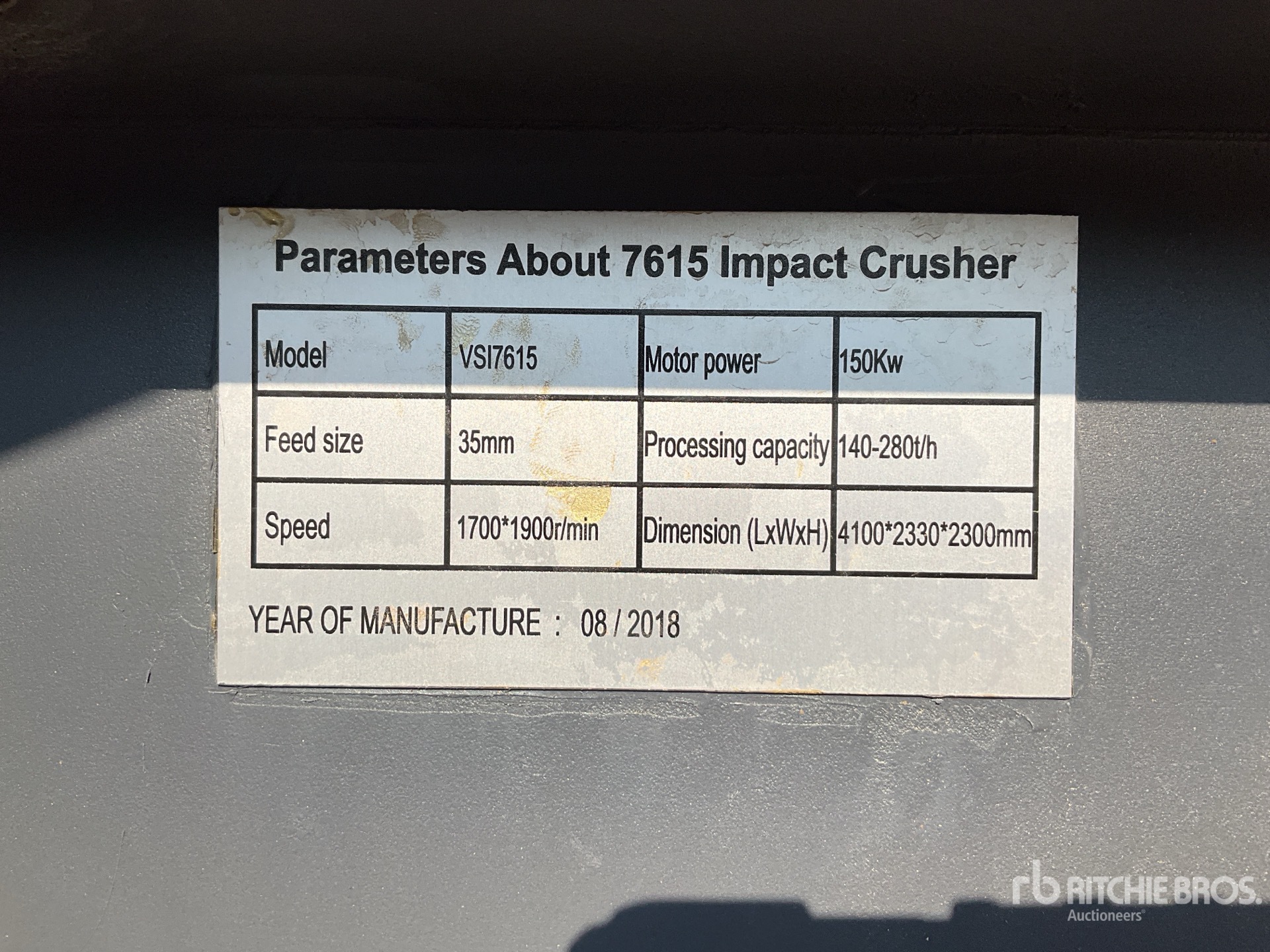 General Appearance with Serial Number / VIN