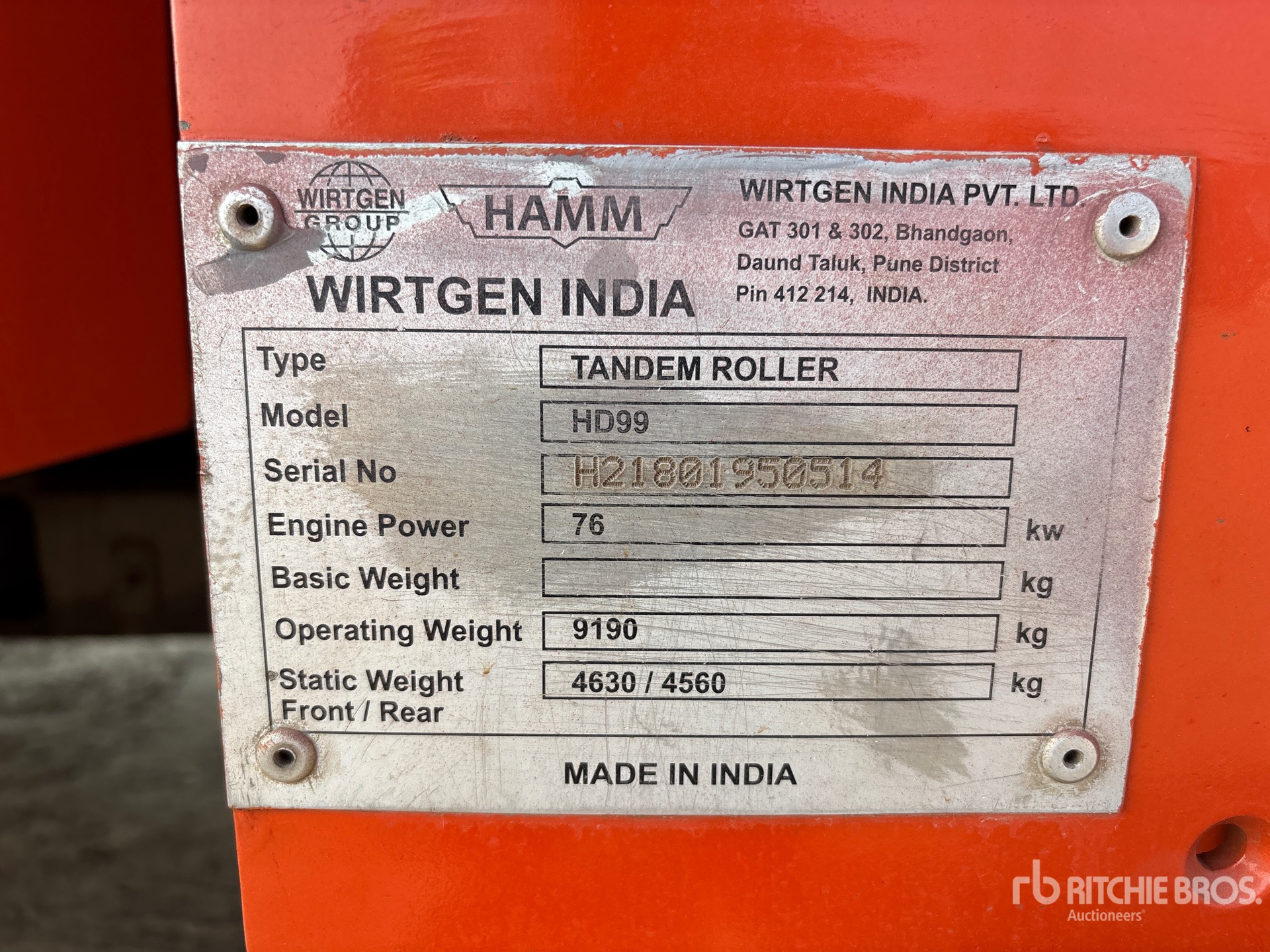 General Appearance with N.º de serie/VIN