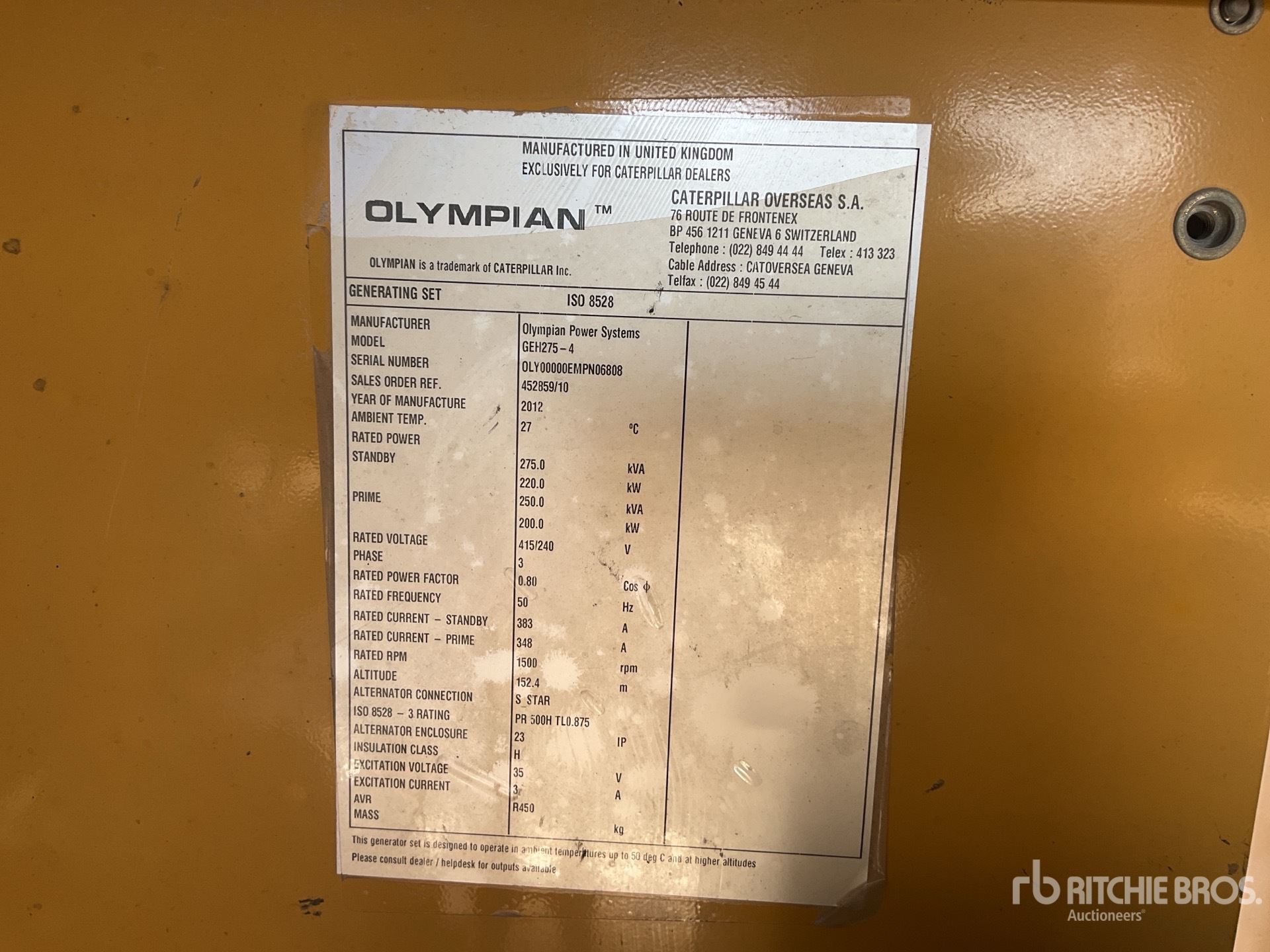 General Appearance with Serial Number / VIN