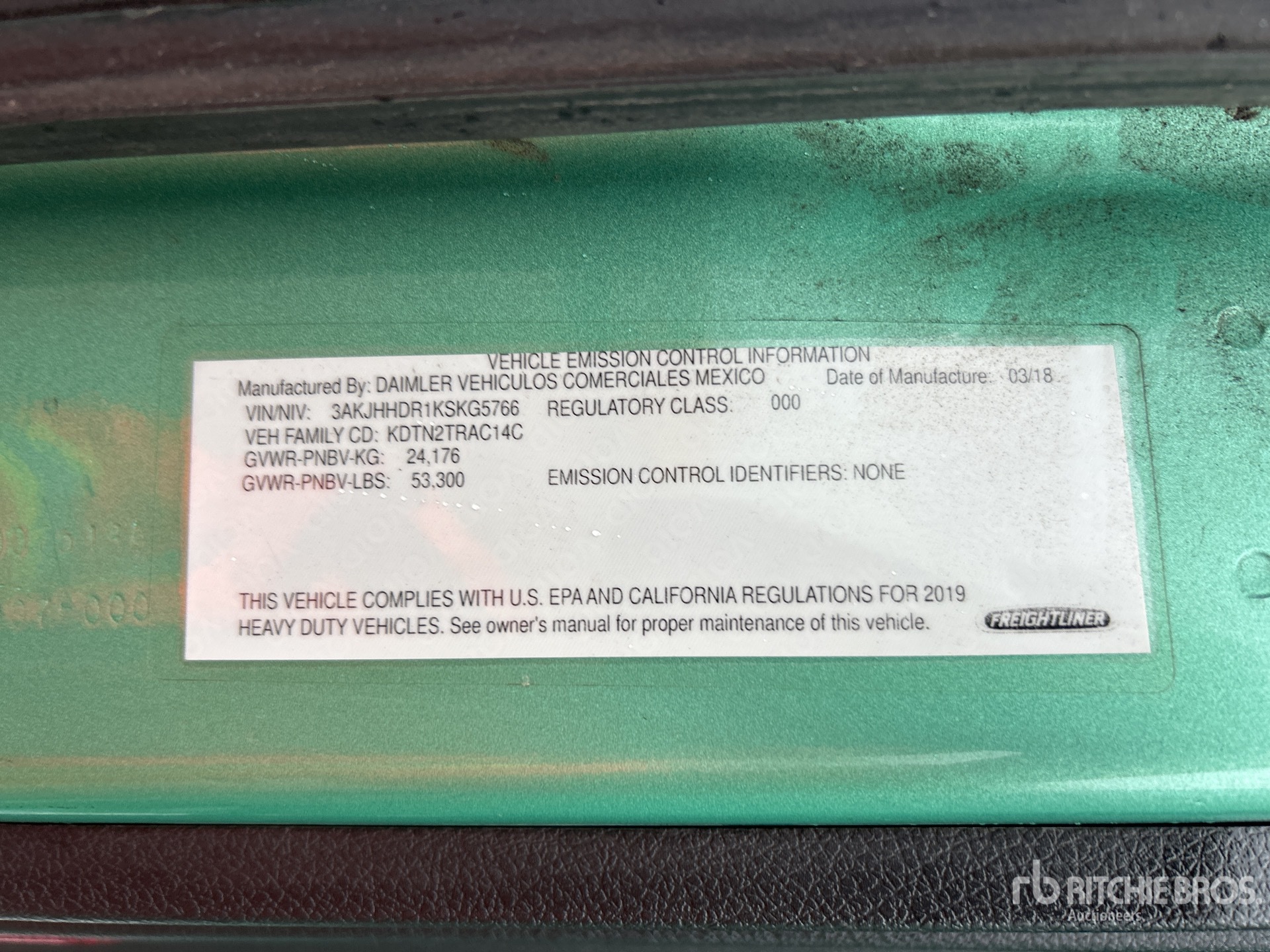 General Appearance with Serial Number / VIN