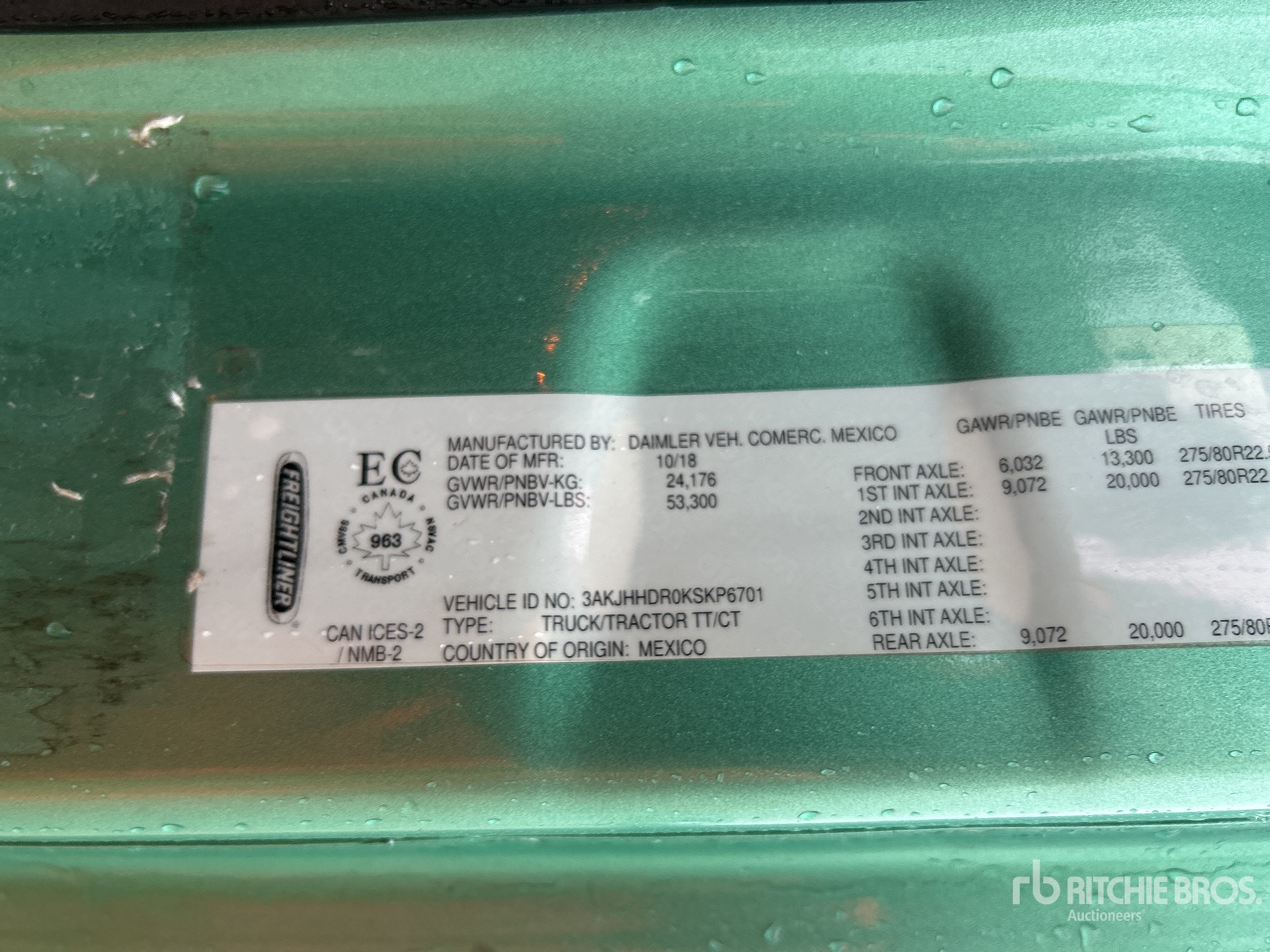 General Appearance with Serial Number / VIN