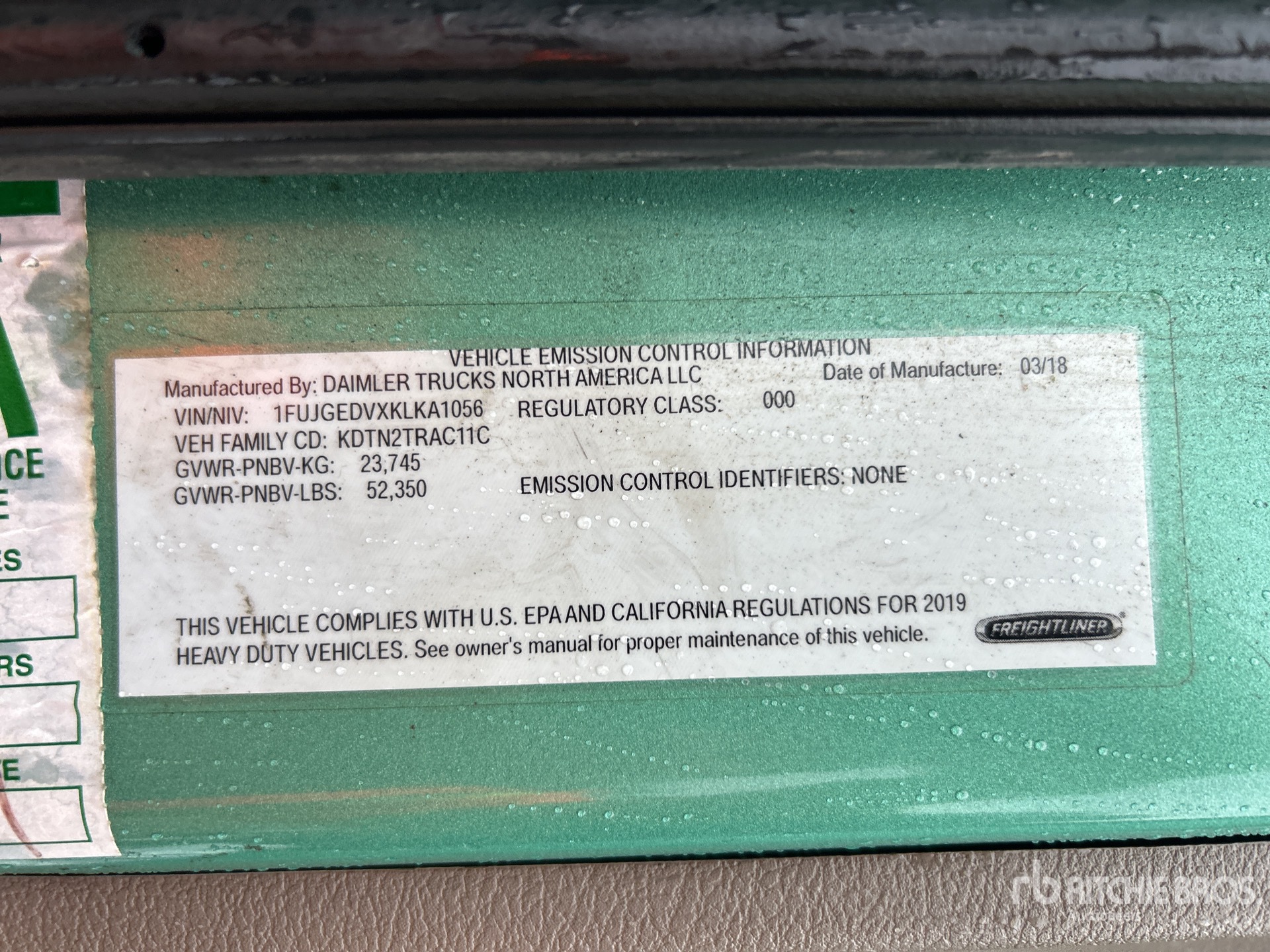 General Appearance with Serial Number / VIN